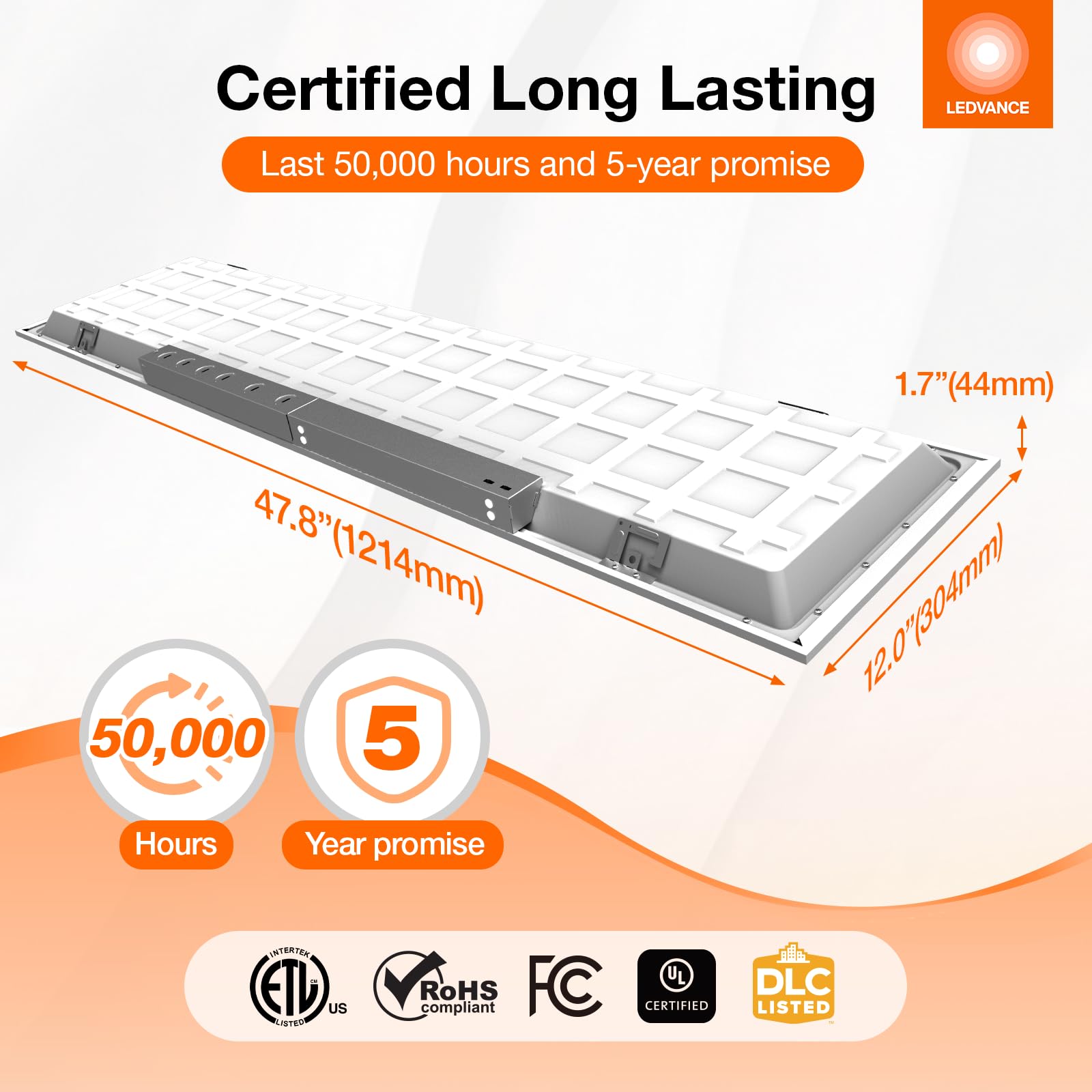 LEDVANCE 1x4 Dual Selectable Backlit Panel, LED Panel Lights 20W / 30W / 35W, 3 CCT Select 3500K / 4000K/ 5000K, 2200/3300/3850 LMS, Dimmable - 4 Pack - Image 4