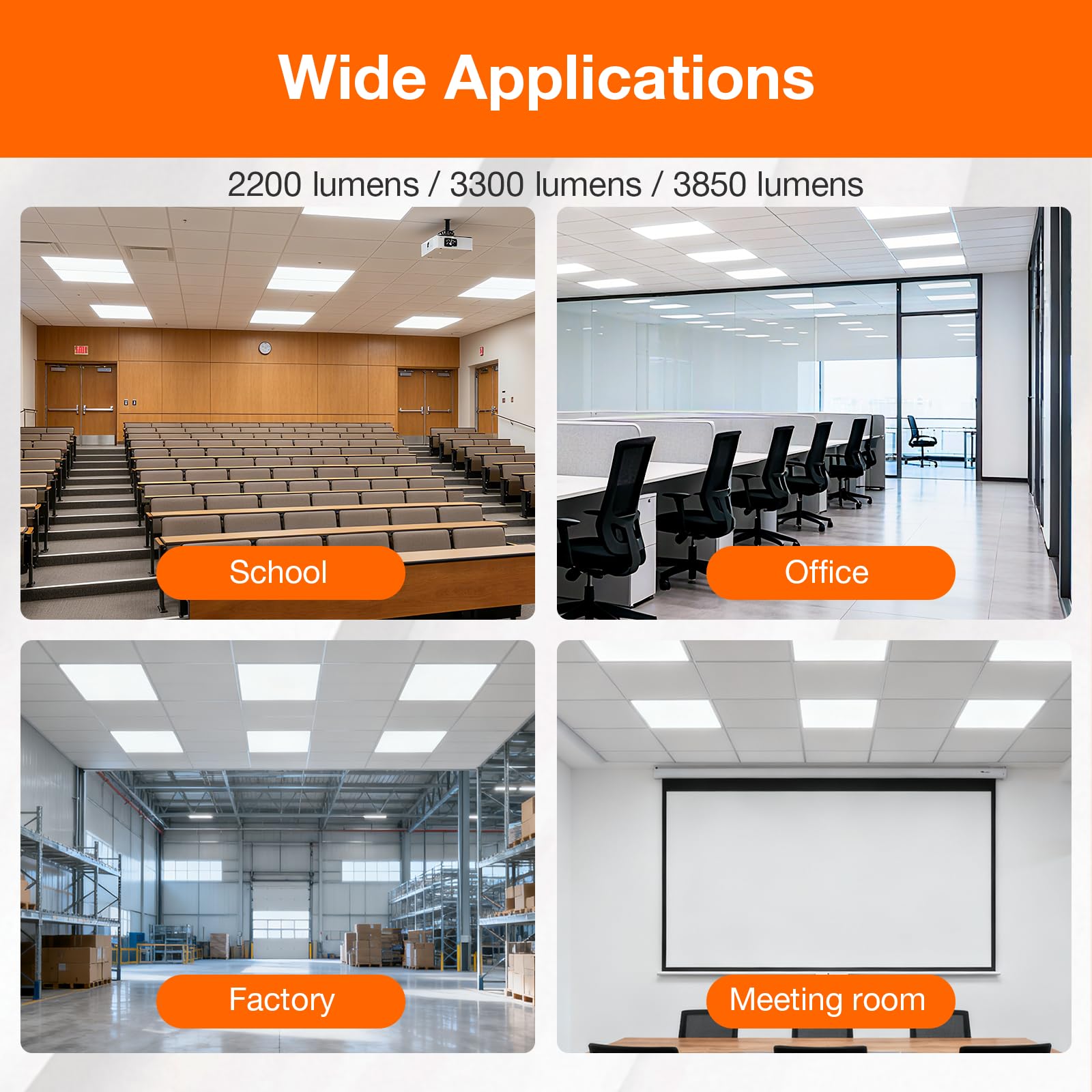 LEDVANCE 2x2 Dual Selectable Backlit Panel, LED Panel Lights 20W / 30W / 35W, 3 CCT Select 3500K / 4000K / 5000K, 2200/3300/3850 LMS, Dimmable - 4 Pack - Image 3