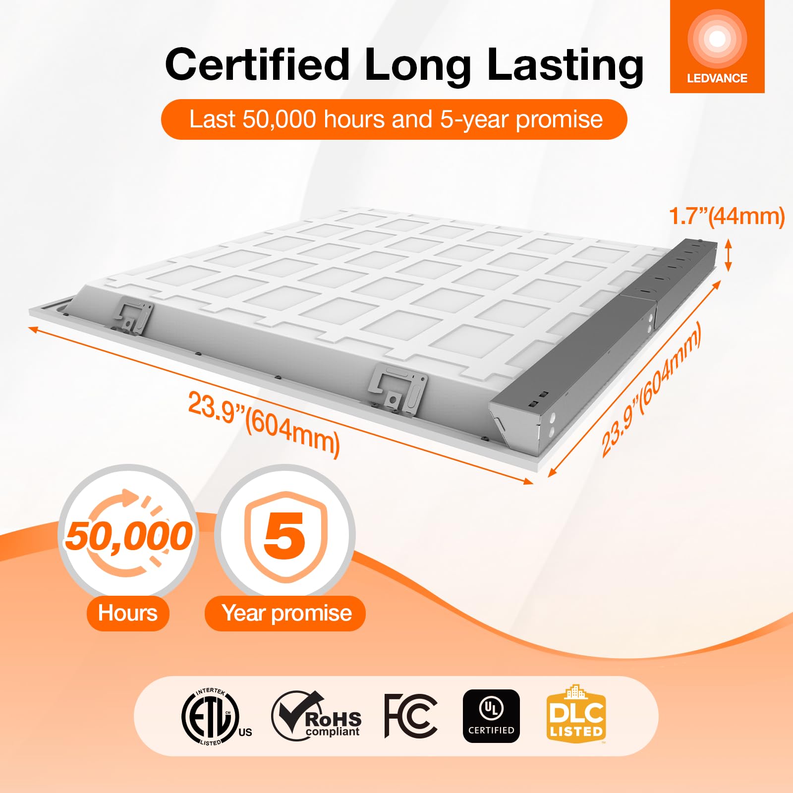 LEDVANCE 2x2 Dual Selectable Backlit Panel, LED Panel Lights 20W / 30W / 35W, 3 CCT Select 3500K / 4000K / 5000K, 2200/3300/3850 LMS, Dimmable - 4 Pack - Image 4