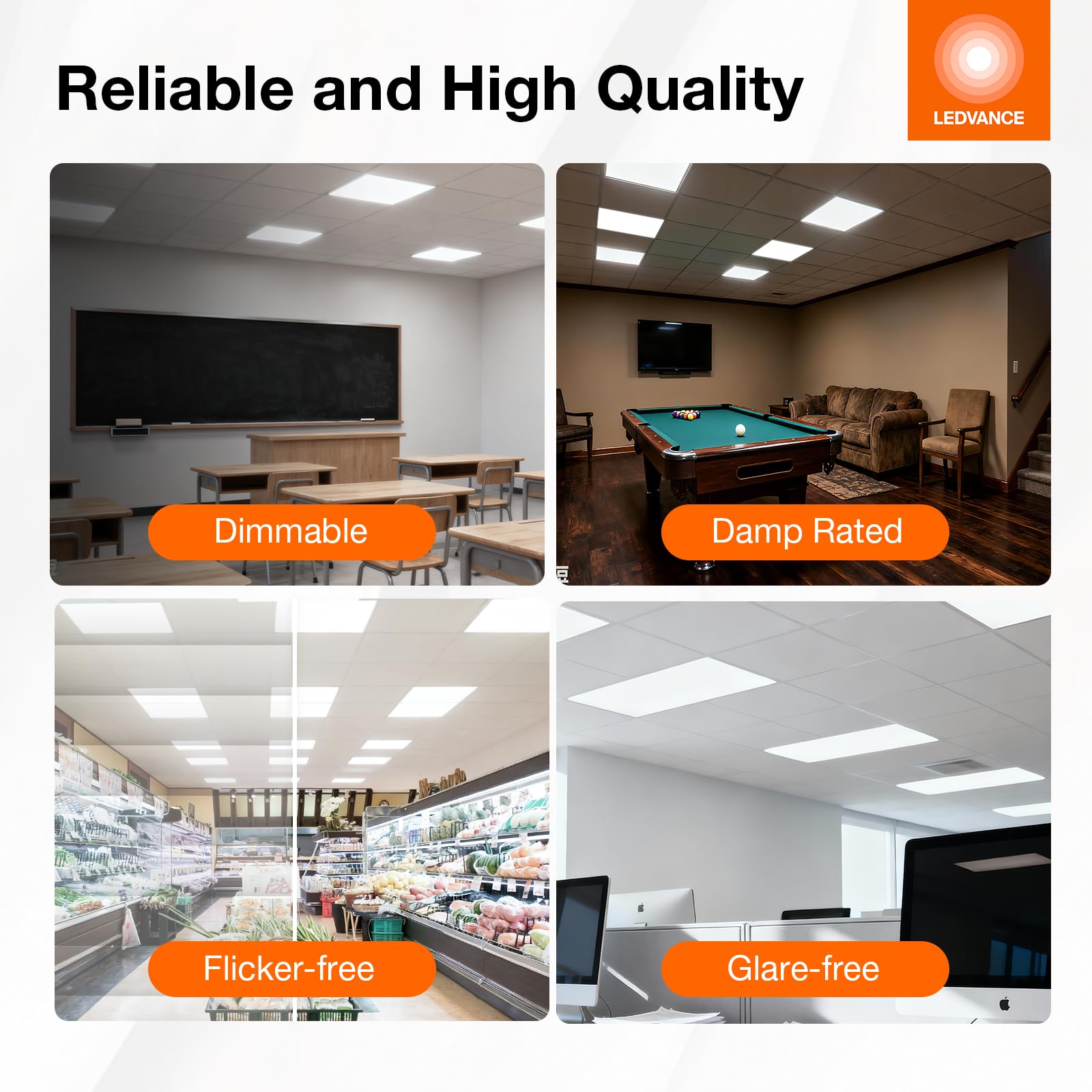 LEDVANCE 1x4 Dual Selectable Backlit Panel, LED Panel Lights 20W / 30W / 35W, 3 CCT Select 3500K / 4000K/ 5000K, 2200/3300/3850 LMS, Dimmable - 4 Pack - Image 5