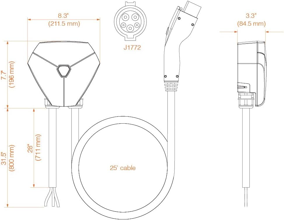 LEDVANCE 48 Amp Level 2 EV Charger Residential Charging Station, SAE J1772 Connector, 11.5kW, 25ft Cable, WiFi/Bluetooth, IP65 (78146) - Image 6