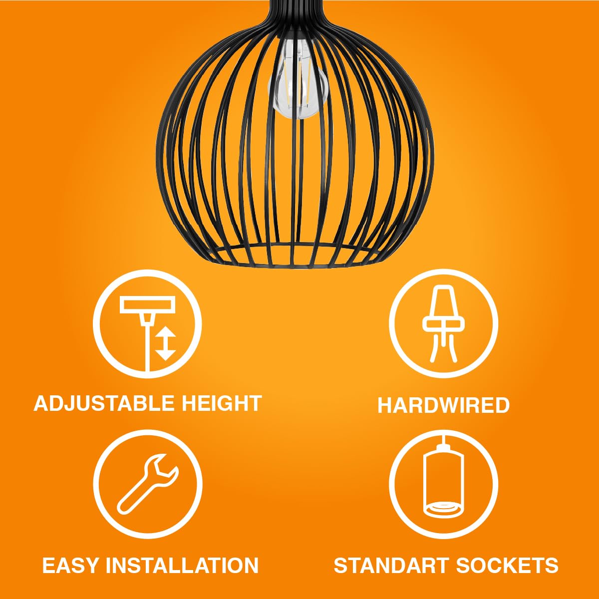 LEDVANCE Sylvania 11" Pendant Light Fixture, 1-Bulb, Adjustable Heigh with Accessories, Hardwire, Black Matte Finish - 1 Pack (63591) - Image 5