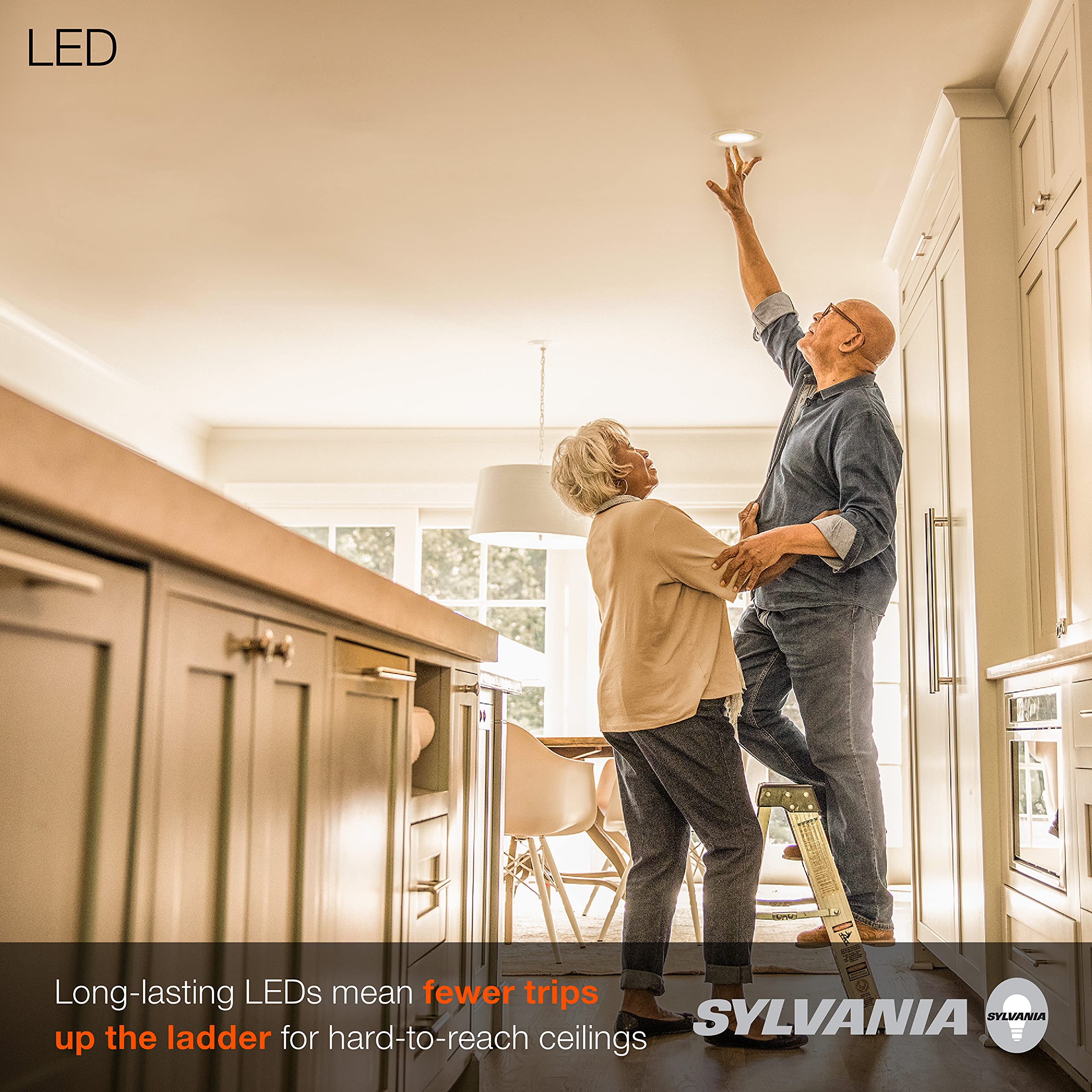 LEDVANCE Sylvania 4” LED Recessed Lighting Downlight with Trim, Dimmable, 7.5W=65W, 600 Lumens, White 3000K, Wet Rated/UL/Energy Star - 4 Pack (62022) - Image 3