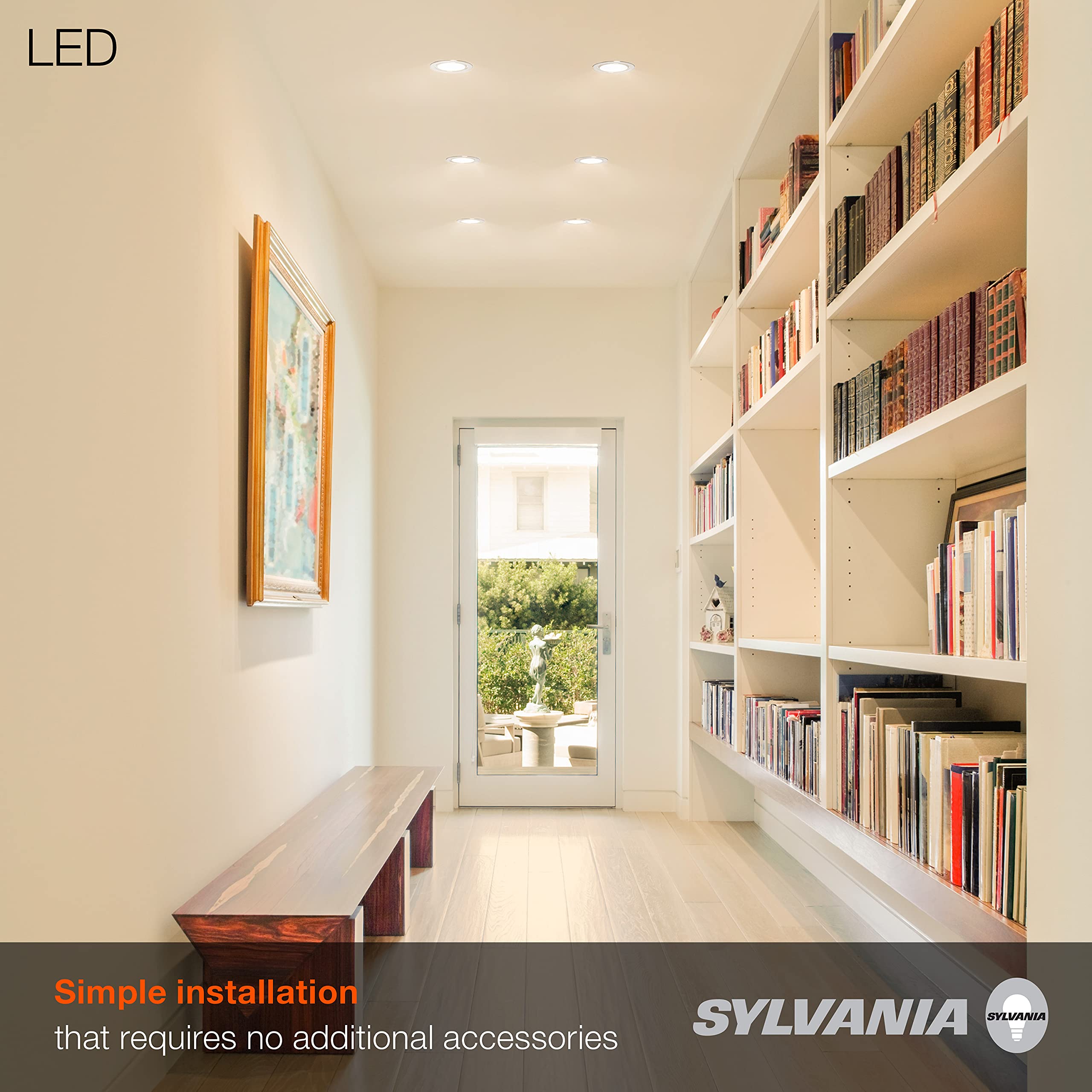 LEDVANCE Sylvania 4” LED Recessed Lighting Downlight with Trim, Dimmable, 7.5W=65W, 600 Lumens, White 3000K, Wet Rated/UL/Energy Star - 4 Pack (62022) - Image 4