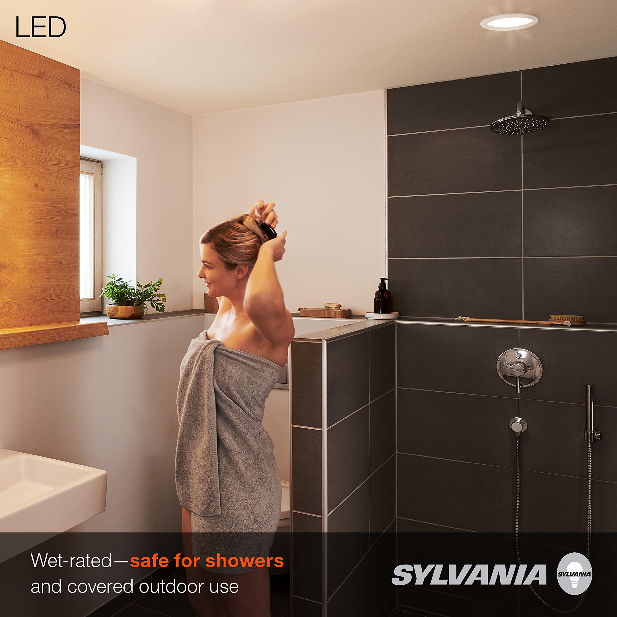 LEDVANCE Sylvania 4” LED Recessed Lighting Downlight with Trim, Dimmable, 7.5W=65W, 600 Lumens, White 3000K, Wet Rated/UL/Energy Star - 4 Pack (62022) - Image 5