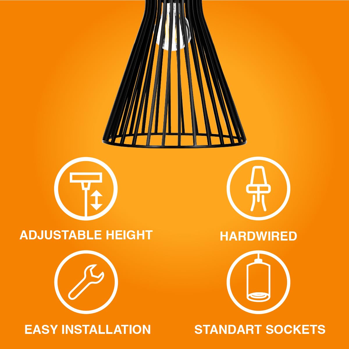 LEDVANCE Sylvania 9" Pendant Light Fixture, 1-Bulb, Adjustable Heigh with Accessories, Hardwire, Black Matte Finish - 1 Pack (63592) - Image 5