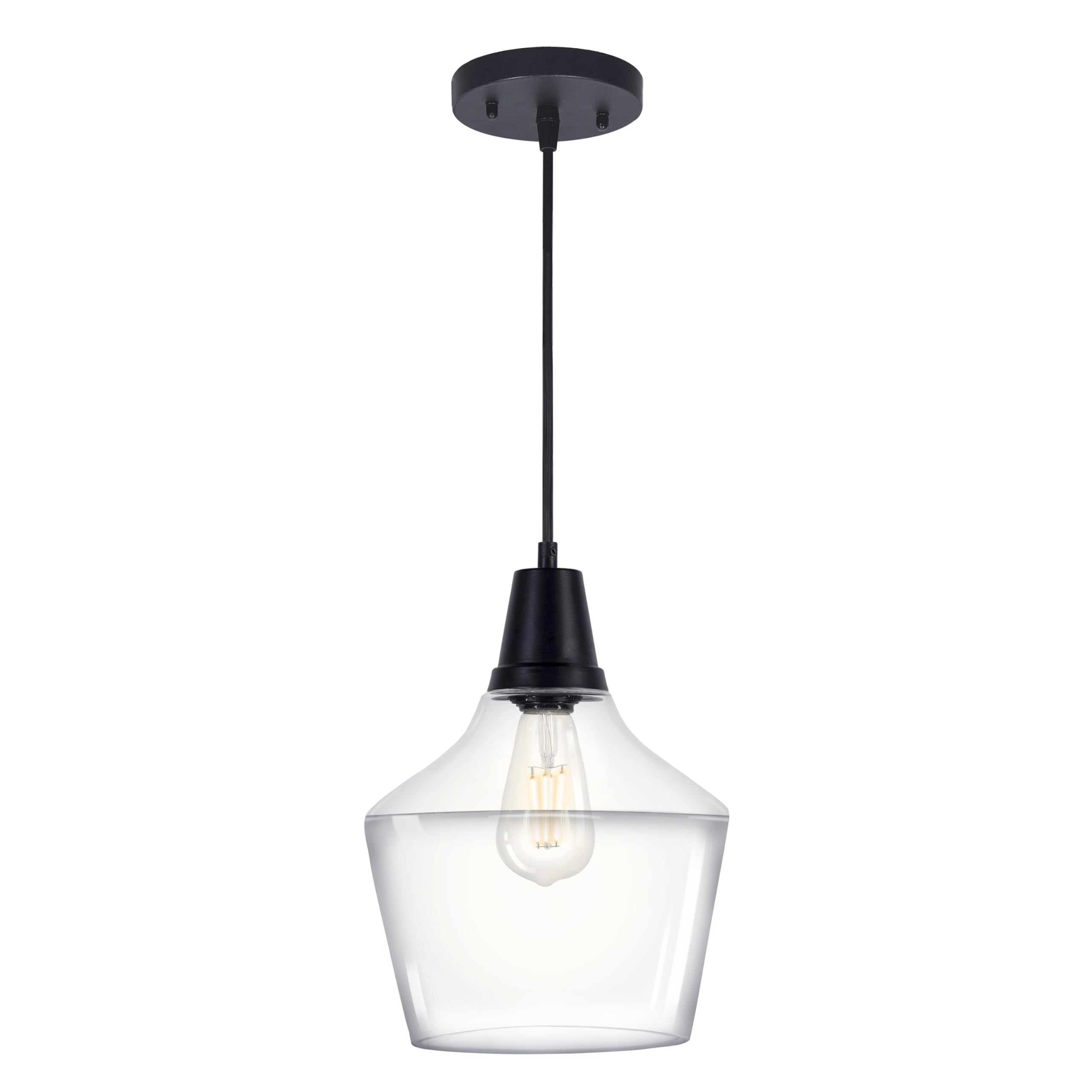 LEDVANCE Sylvania 9" Pendant Light Fixture with Clear Glass Shade, Adjustable Height, Hardwire/Accessories Included, Metal/Black Matte - 1 Pack (64095) - Image 10