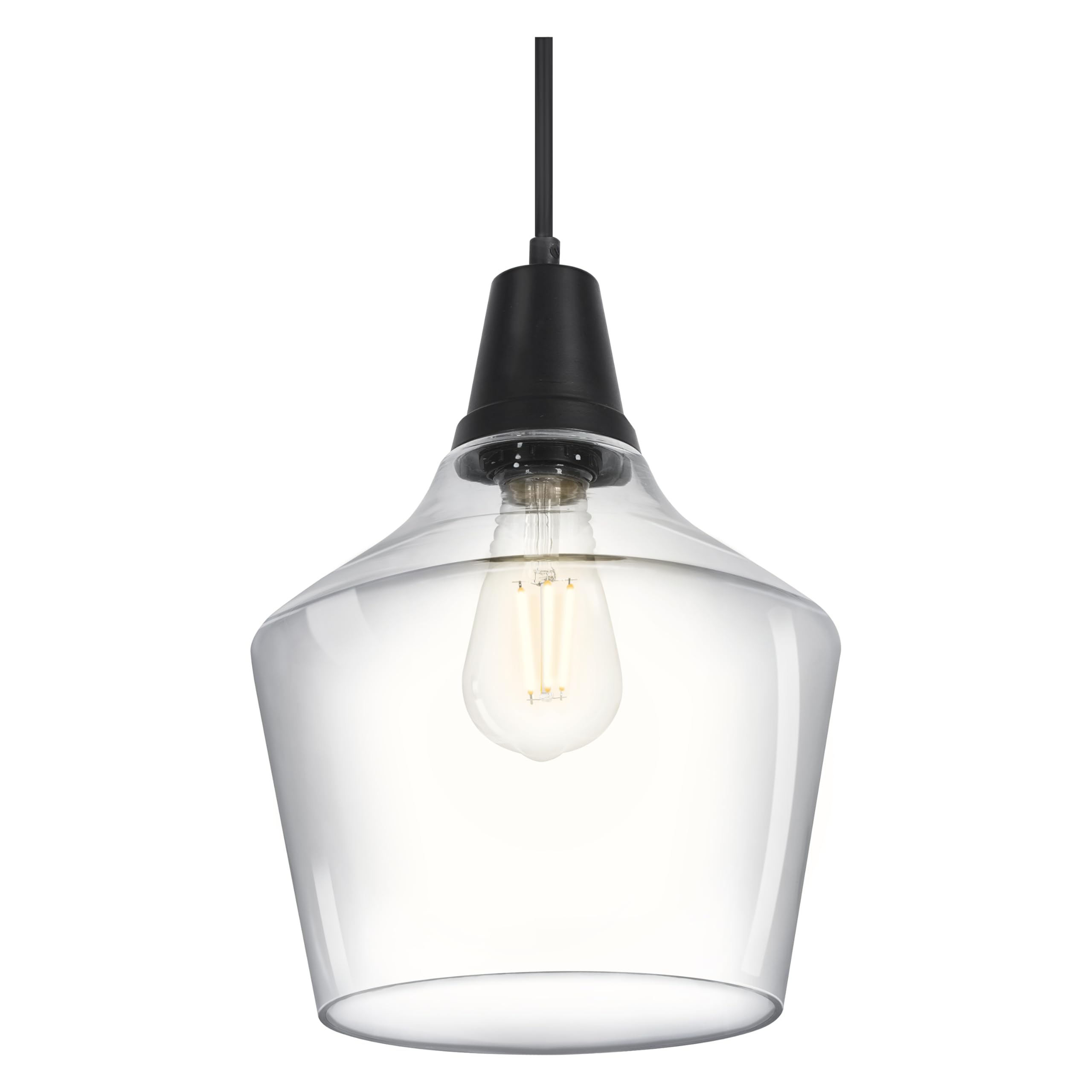 LEDVANCE Sylvania 9" Pendant Light Fixture with Clear Glass Shade, Adjustable Height, Hardwire/Accessories Included, Metal/Black Matte - 1 Pack (64095) - Image 9