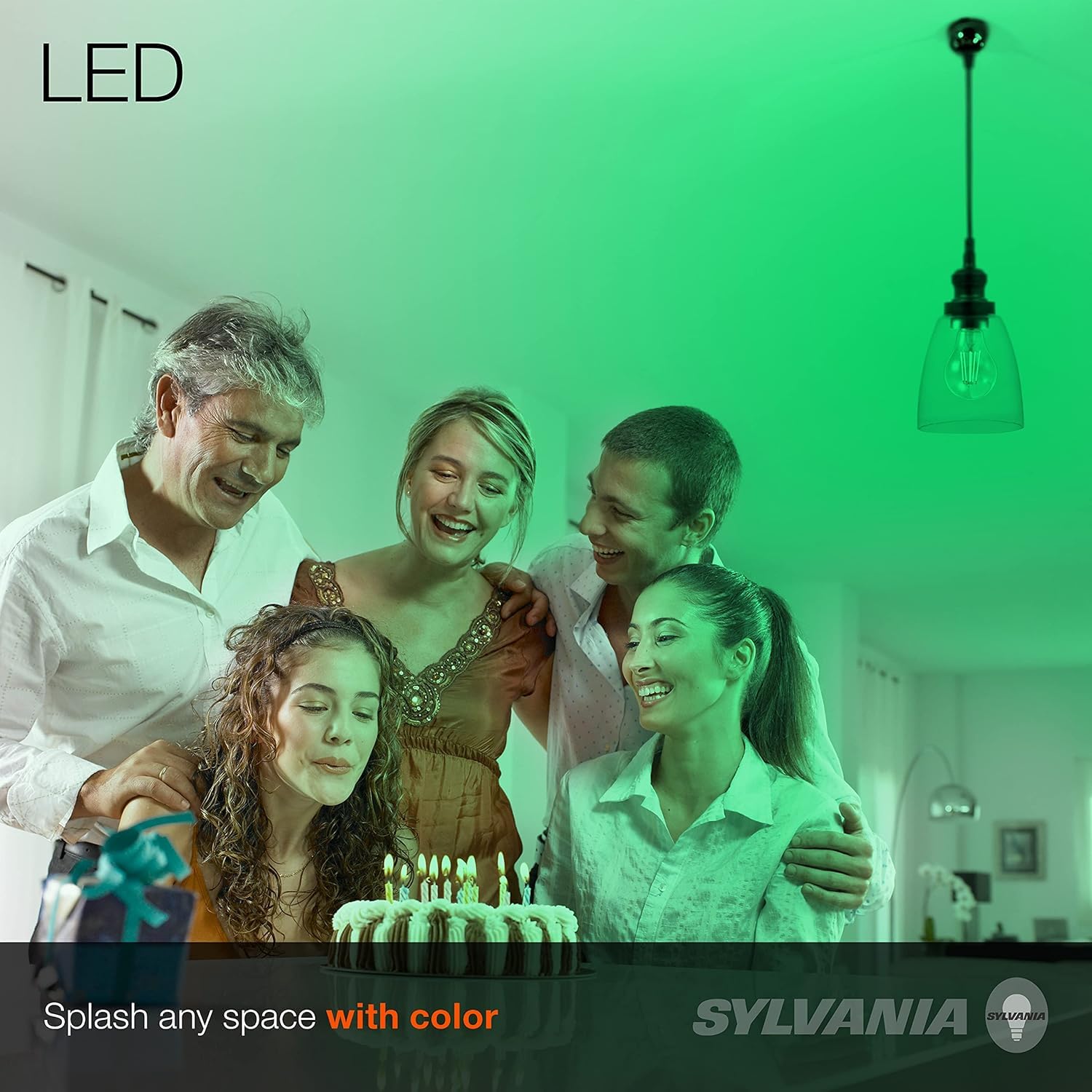 LEDVANCE Sylvania LED Green Glass Filament A19 Light Bulb, Efficient 4.5W, 40W Equivalent, Dimmable, E26 Medium Base - 1 Pack (40303) - Image 6