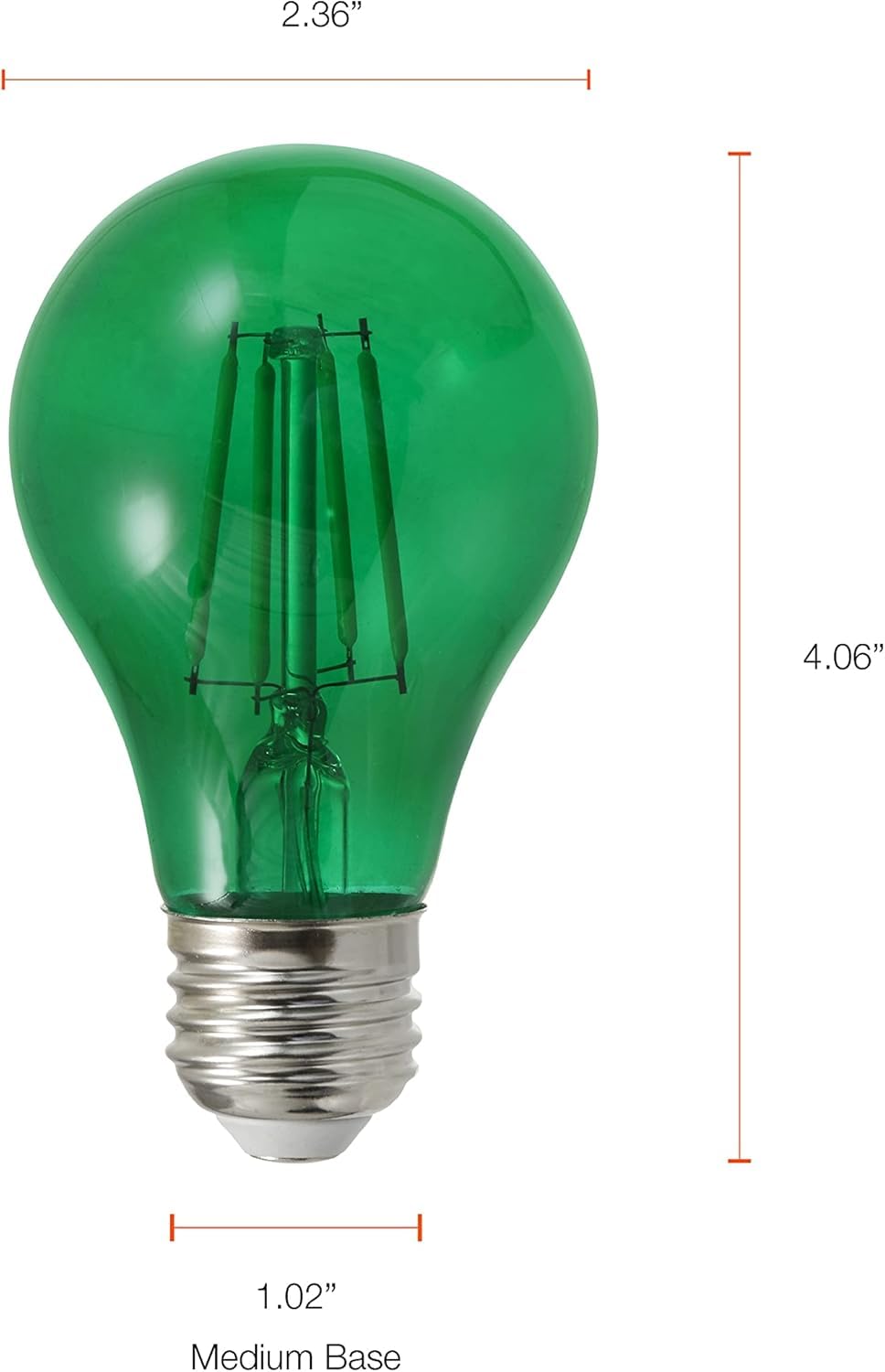 LEDVANCE Sylvania LED Green Glass Filament A19 Light Bulb, Efficient 4.5W, 40W Equivalent, Dimmable, E26 Medium Base - 1 Pack (40303) - Image 7