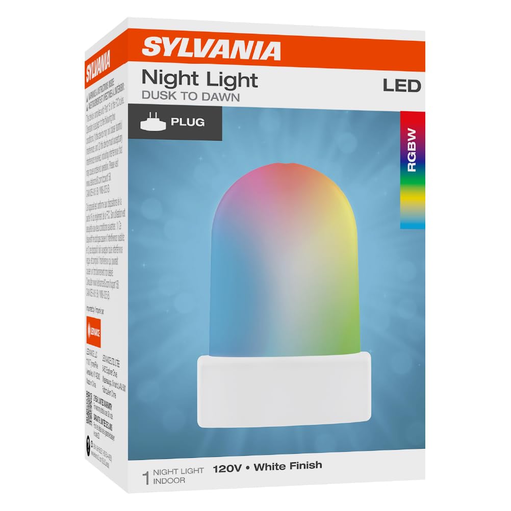 LEDVANCE Sylvania RGBW LED Night Light with Plug, Dusk to Dawn Sensor, 8 Colors, Dimmable, Indoor, 80 CRI, UL Listed, White Finish - 1 Pack (60901) - Image 4