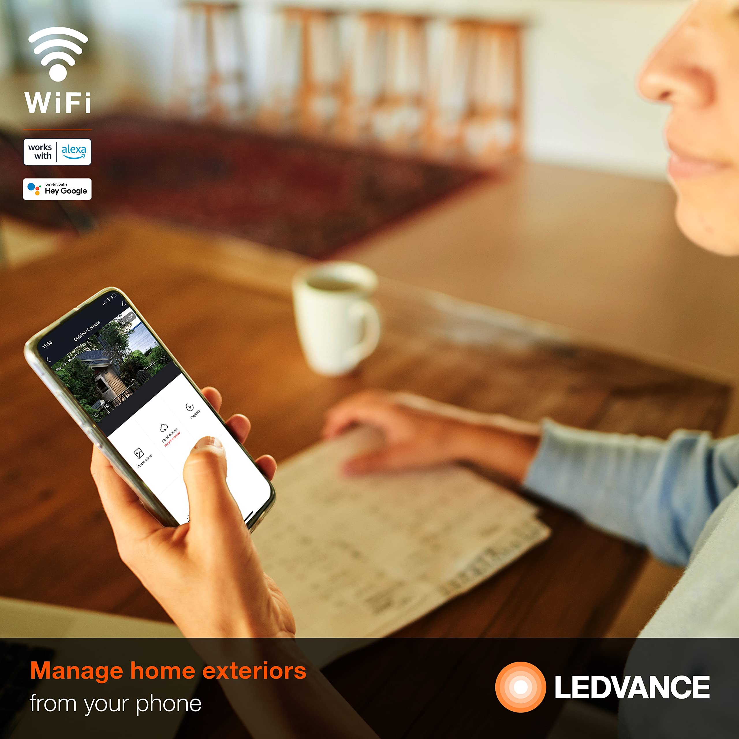 LEDVANCE WiFi Smart Outdoor Camera, HD Video, Motion and Sound Detection, Compatible with Alexa and Google, Weatherproof, White - 1 Pack (75830) - Image 4