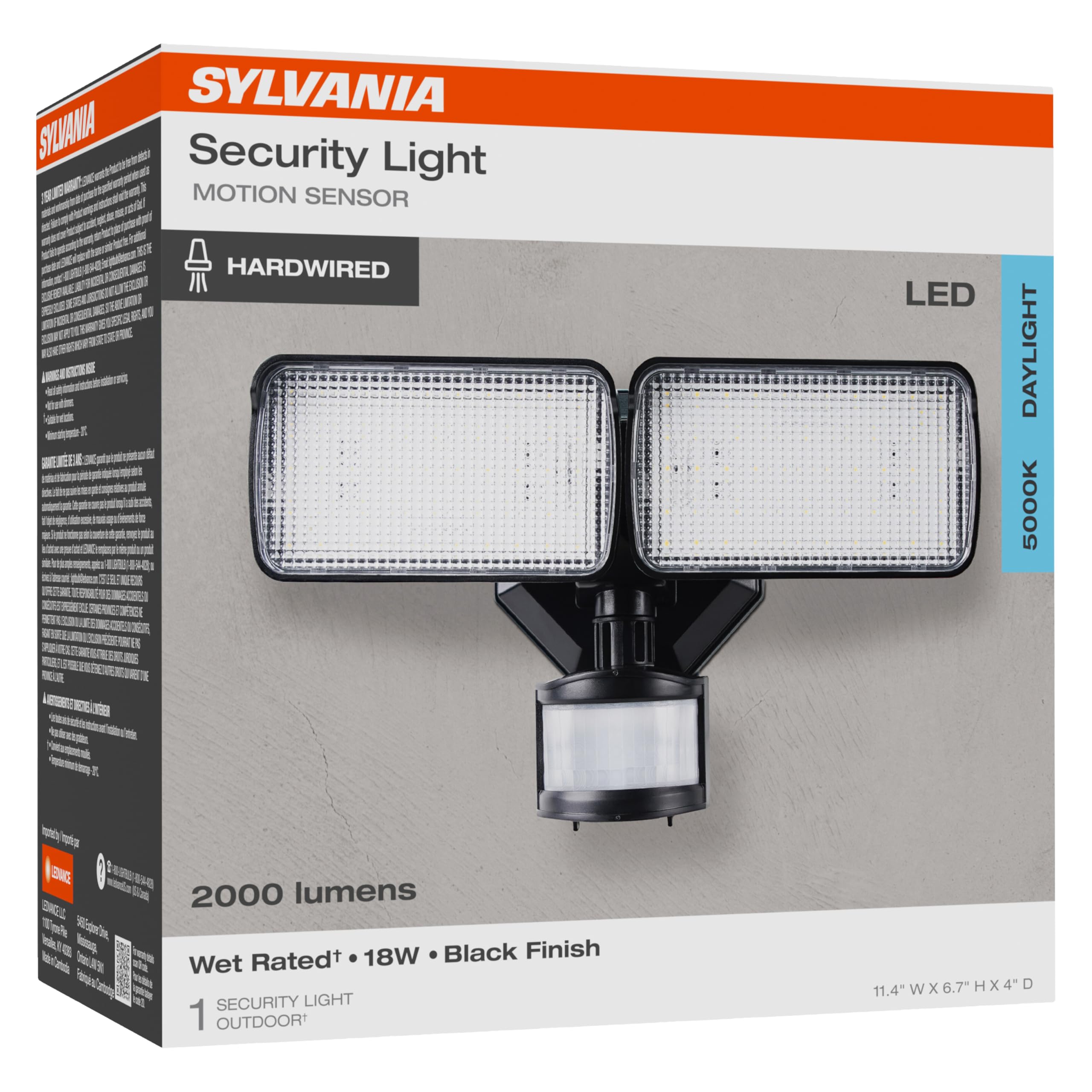 Sylvania 18W Security LED Light with Motion Sensor, Hardwired, 2000 LMS, Wet Rated, 5000K, Daylight - 1 Pack (66476) - Image 10