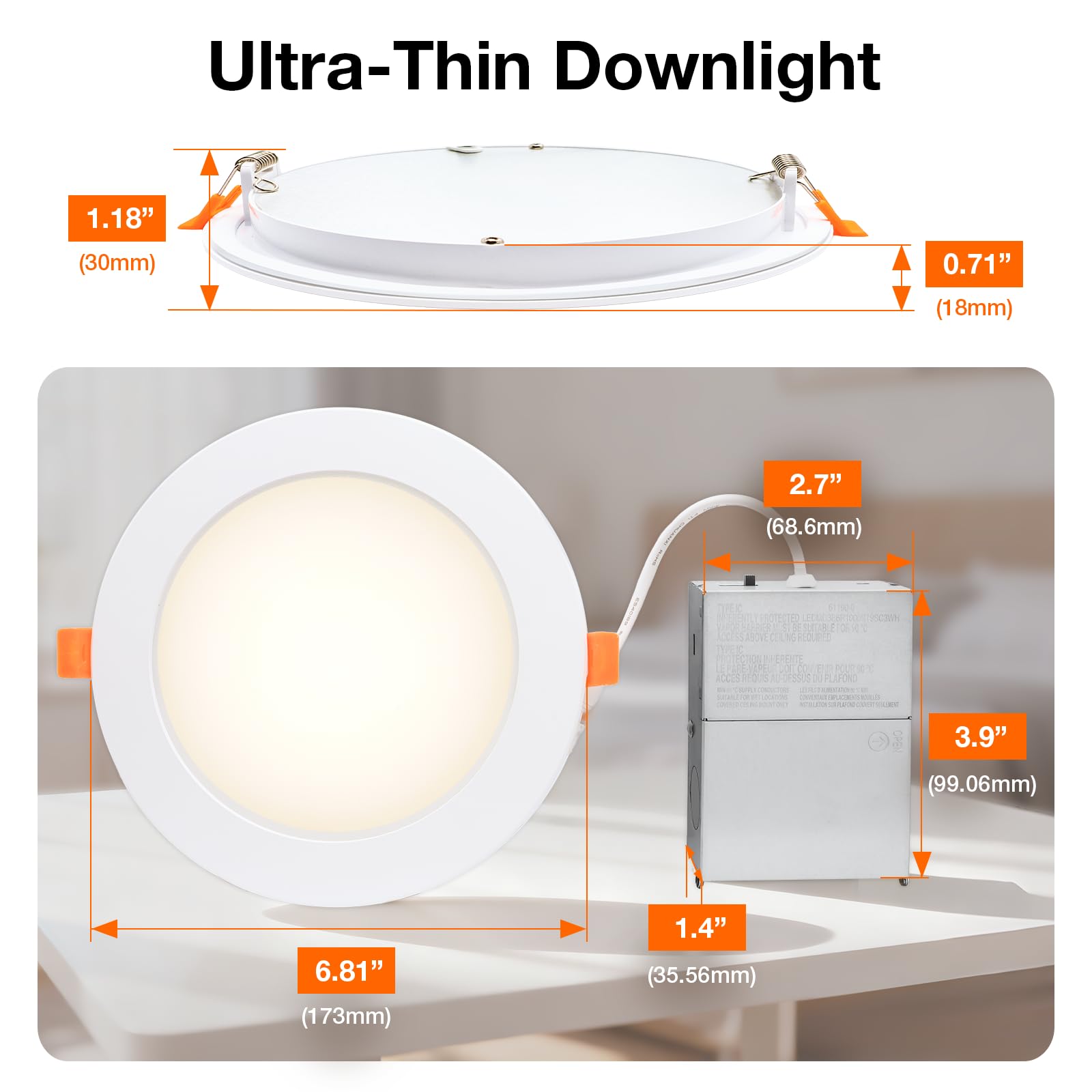 Sylvania 6" Slim Microdisk Downlight, 12W, 5 CCT Select (2700K - 5000K), 1000 LMS, 90 CRI, Dimmable, Wet-Rated, White - 12 Pack (67378) - Image 5