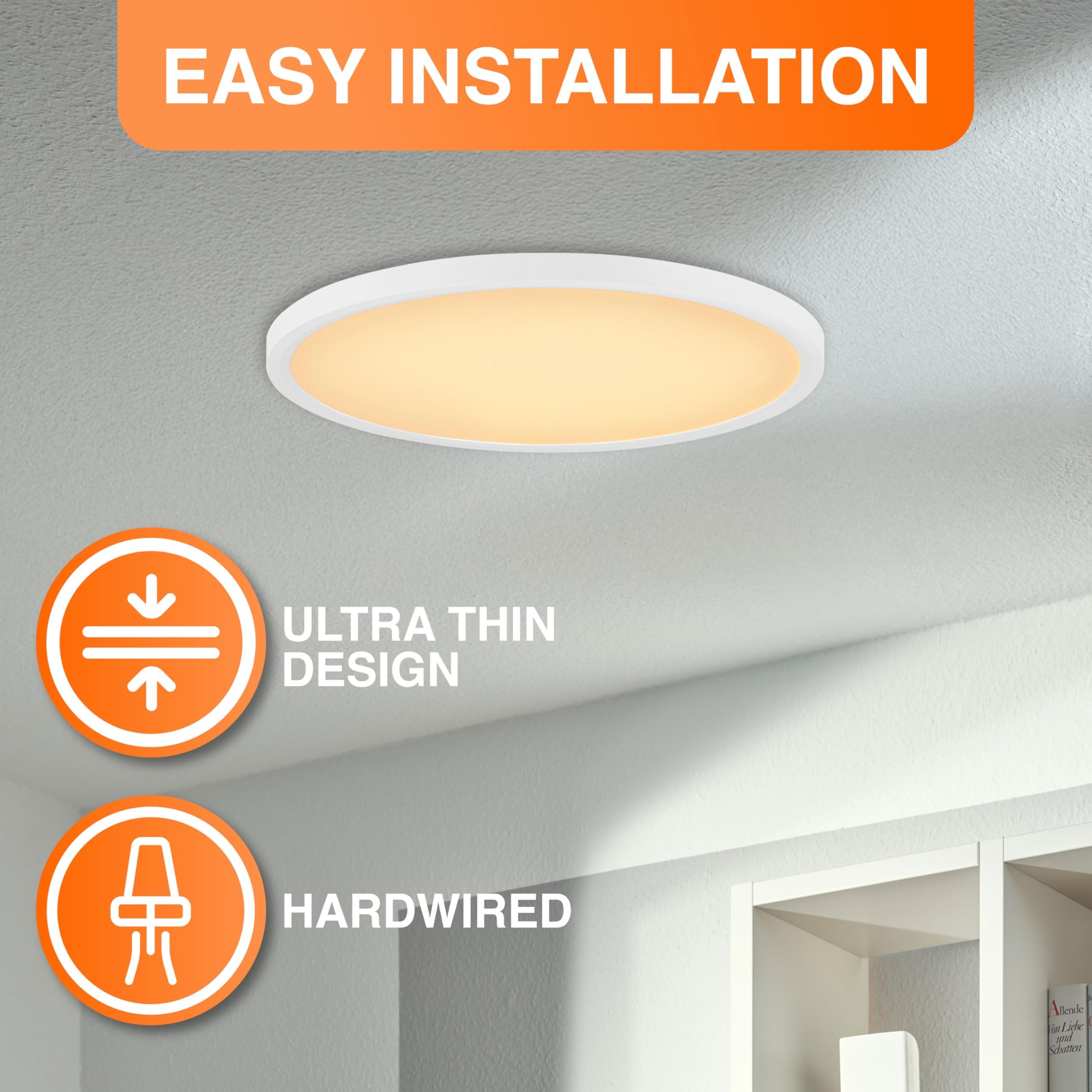 Sylvania 7" Dual Selectable Slim Ceiling Light Fixture, 8W/10W/12W, 800/950/1150 LMS, 5 Color Selectable (2700/3000 / 3500/4000 / 5000K), Dimmable, White Finish - 1 Pack (67279) - Image 4