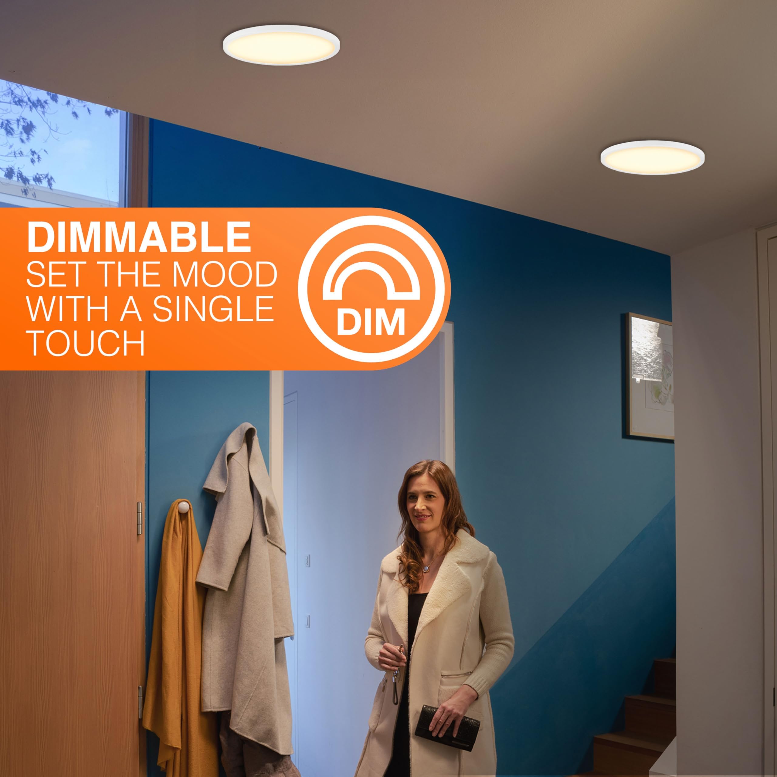 Sylvania 7" Dual Selectable Slim Ceiling Light Fixture, 8W/10W/12W, 800/950/1150 LMS, 5 Color Selectable (2700/3000 / 3500/4000 / 5000K), Dimmable, White Finish - 1 Pack (67279) - Image 6