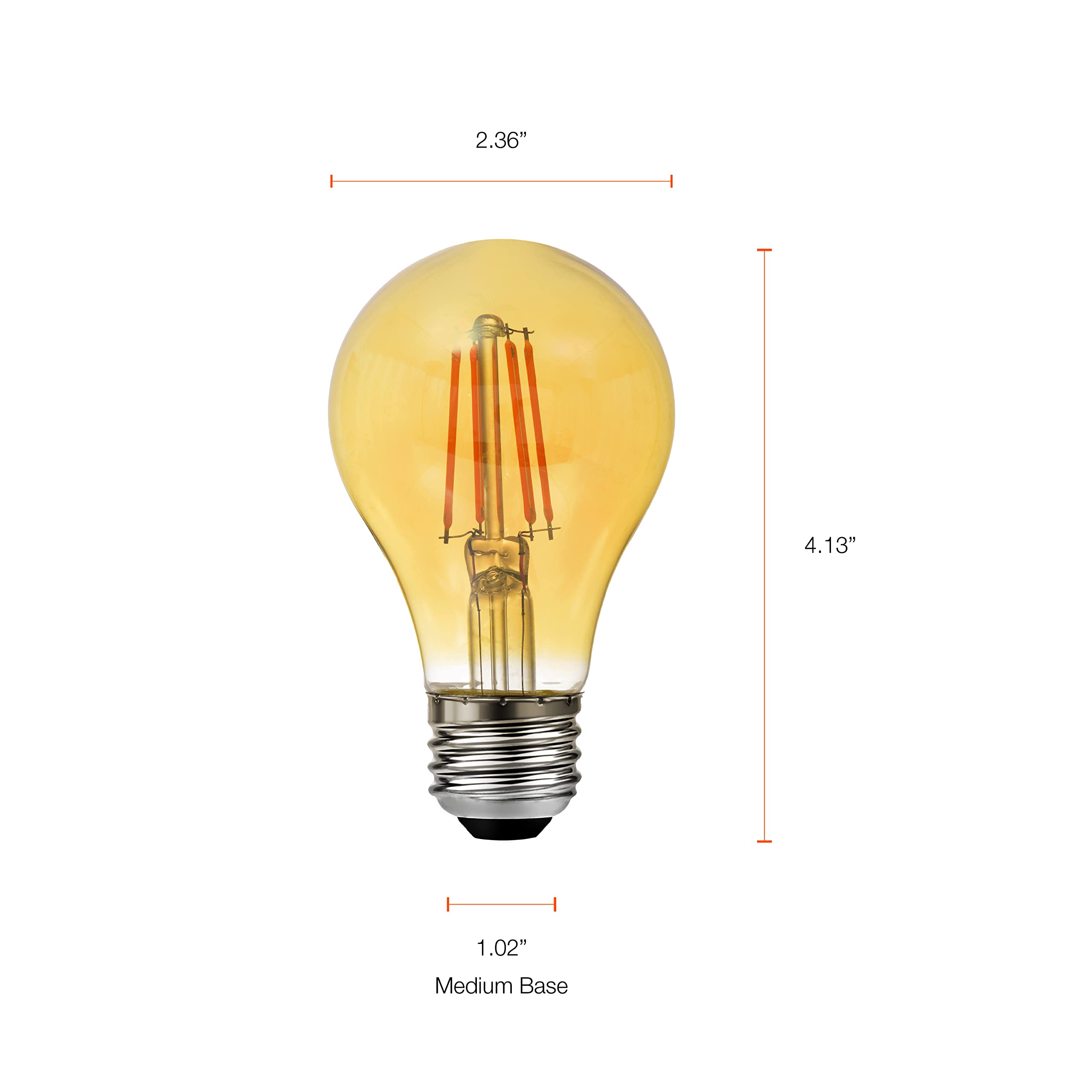 Sylvania A19 LED Vintage Light Bulb, 40W Equivalent Efficient 4.5W, 13 Year, 380 Lumens, Dimmable, Amber Glow - 1 Pack (75347) - Image 7