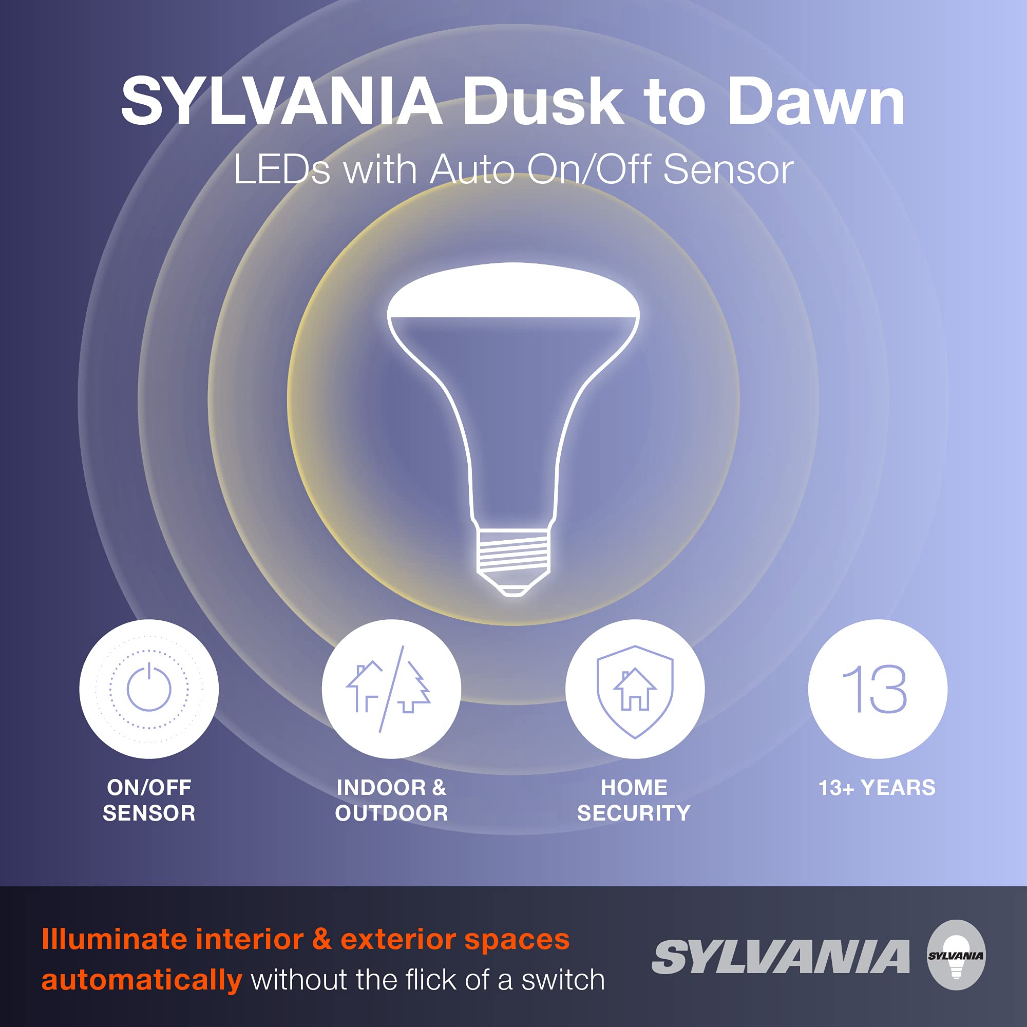Sylvania Dusk to Dawn PAR38 LED Light Bulb with Auto On/Off Light Sensor, 120W=14W, 1250 Lumens, 5000K, Daylight - 1 Pack (41363) - Image 3