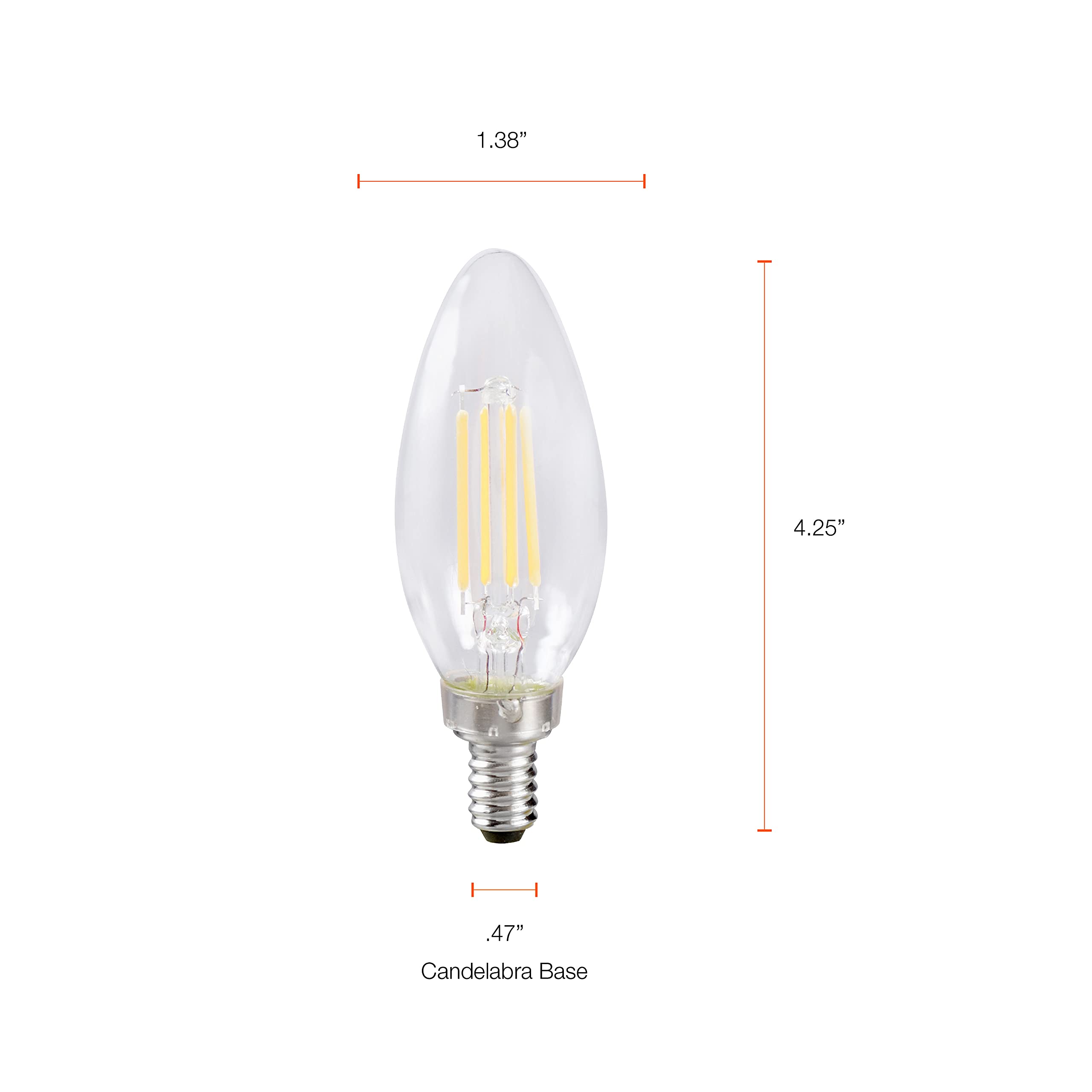 Sylvania ECO LED B10 Light Bulb, 40W=2.5W, 7 Year, 300 Lumens, Non-Dimmable, Clear, 2700K, Soft White - 6 Pack (40878) - Image 7