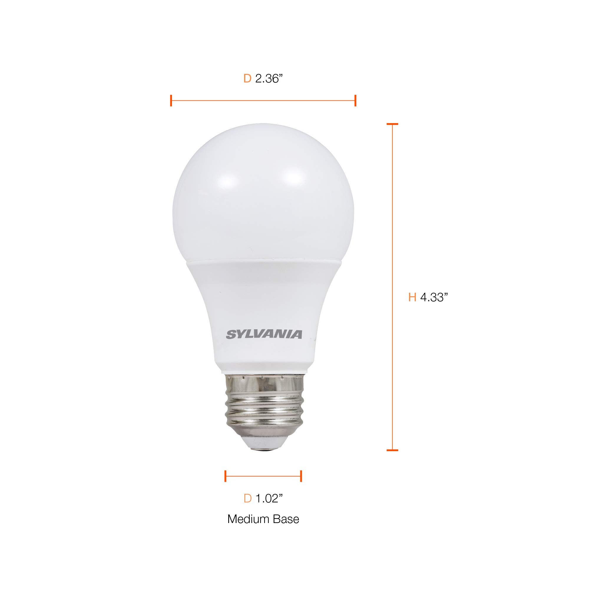 Sylvania LED A19 Light Bulb, 60W Equivalent, Efficient 8.5W, 10 Year, 2700K, 800 Lumens, Frosted, Soft White (74765), Packaging May Vary (Pack of 1, 24 Count Total) - Image 6