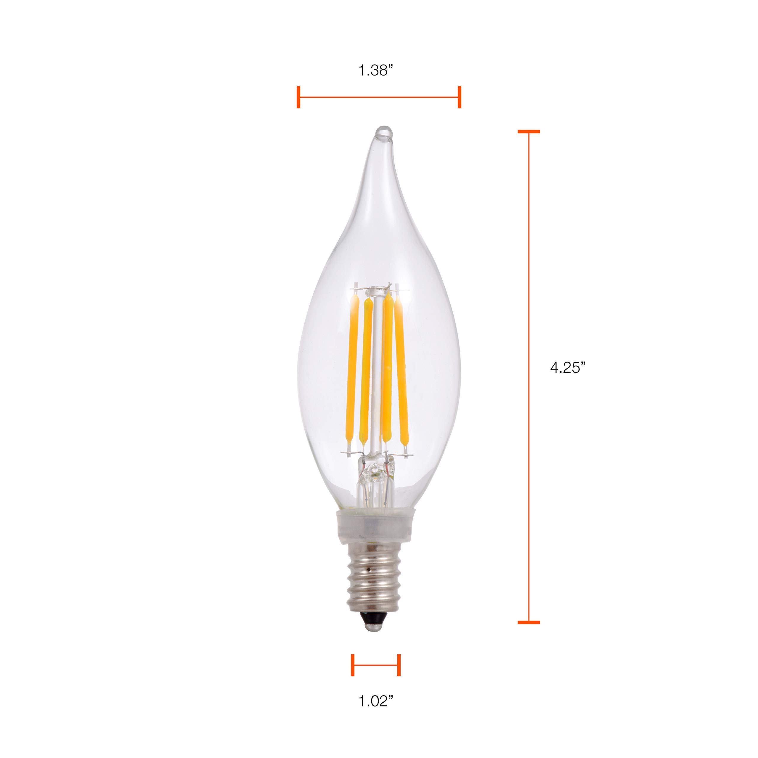 Sylvania LED B10 Chandelier Light Bulb, 60W Equivalent Efficient 5W, Dimmable, Candelabra Base, Clear, 5000K, Daylight - 12 Pack (40207) - Image 7