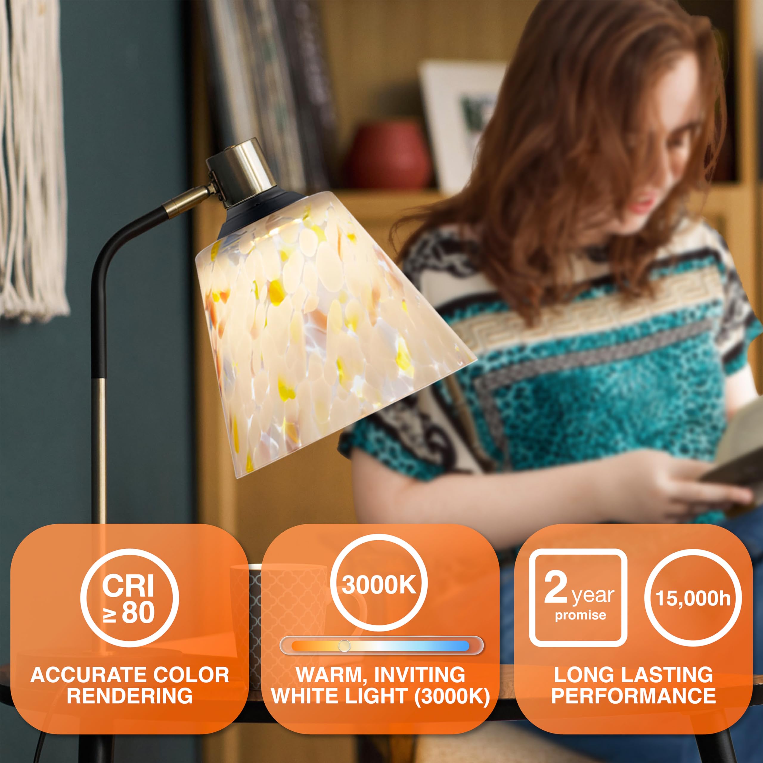 Sylvania LED Glass Lamp with Colorful Trapezoid Shape, 3.5W, E26 Medium Base, 300 Lumens, 3000K, Warm White, for Living Rooms/Hallways/Bedrooms - 1 Pack (42695) - Image 4