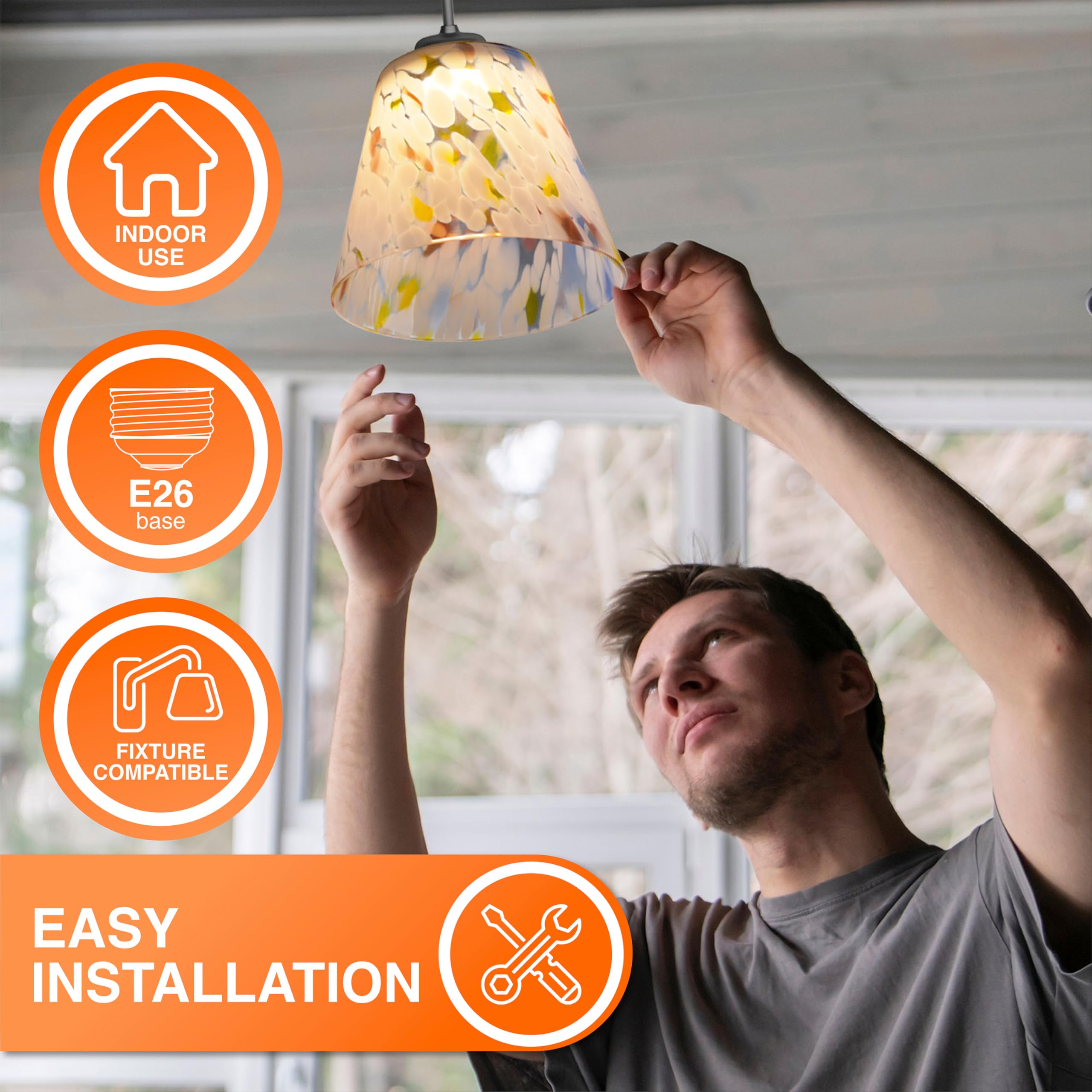 Sylvania LED Glass Lamp with Colorful Trapezoid Shape, 3.5W, E26 Medium Base, 300 Lumens, 3000K, Warm White, for Living Rooms/Hallways/Bedrooms - 1 Pack (42695) - Image 5