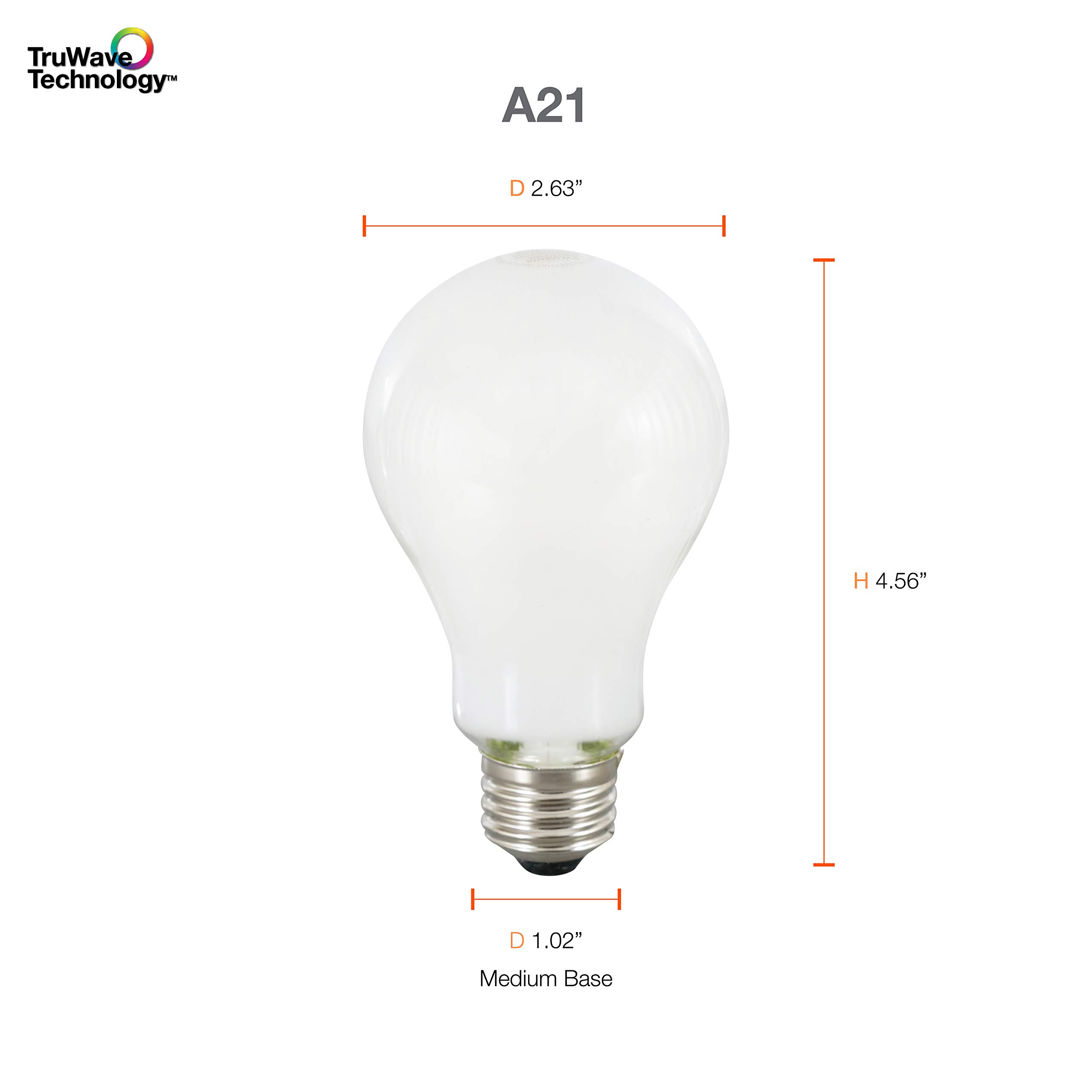 Sylvania LED TruWave A21 Light Bulb, 100W Equivalent, Efficient 15W, Medium Base, Dimmable, Frosted, 2700K, Soft White - 6 Pack (40810) - Image 7