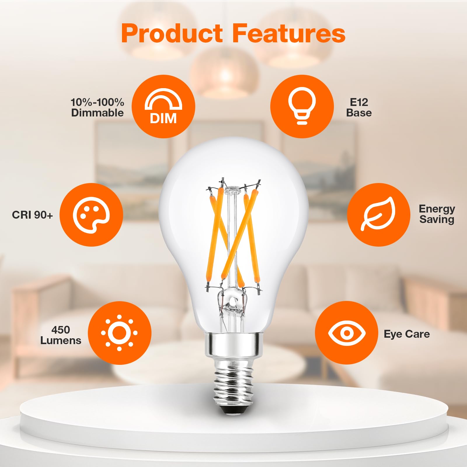 Sylvania LED TruWave Natural Series Ceiling Fan / Fixture Light Bulb, 40W A15 Soft White Candelabra Base, Dimmable, Clear - 2 Pack - Image 3