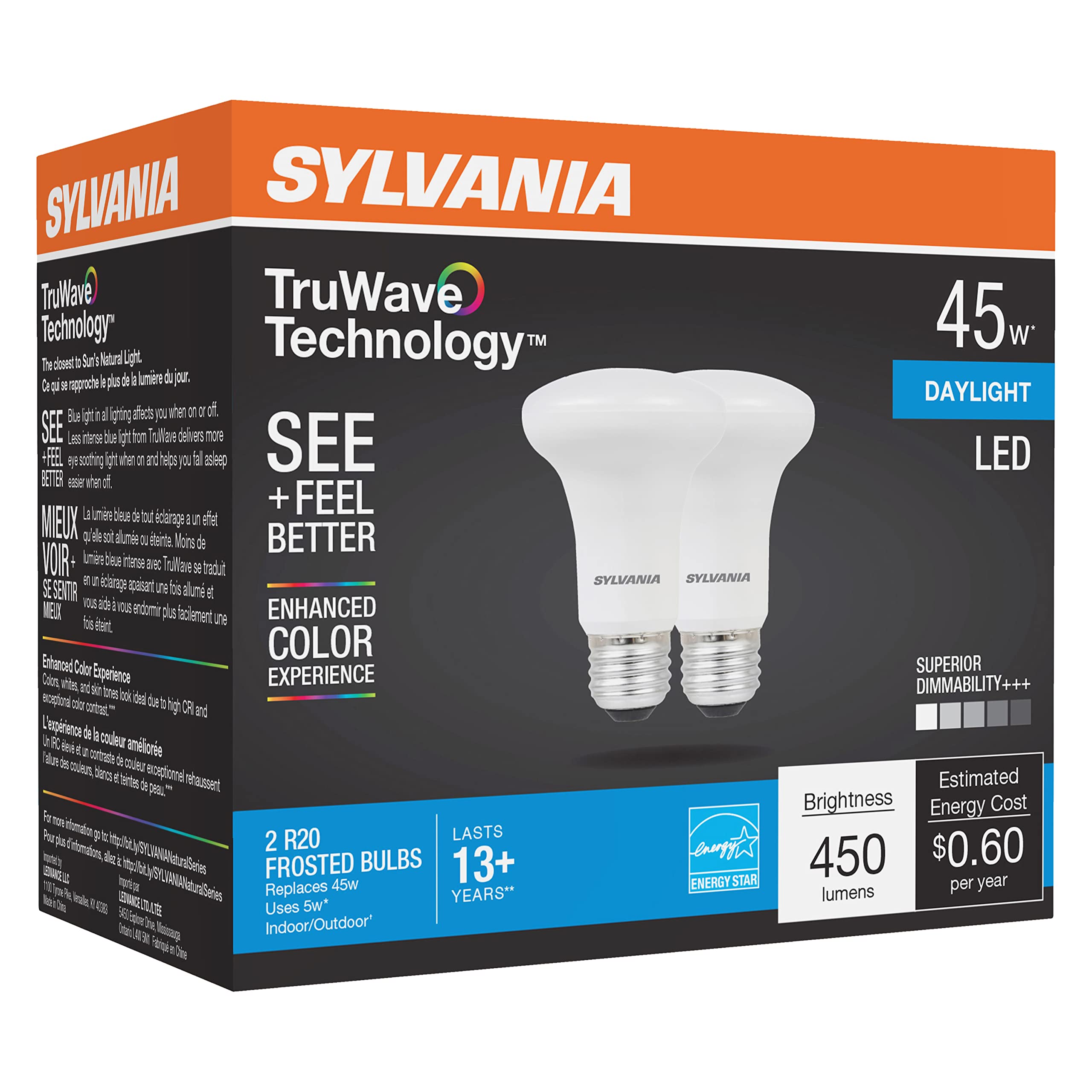 Sylvania LED TruWave Natural Series R20 Light Bulb, 50W Equivalent Efficient 5W, Medium Base, Dimmable Frosted 5000K Daylight, 2 Pack - Image 3