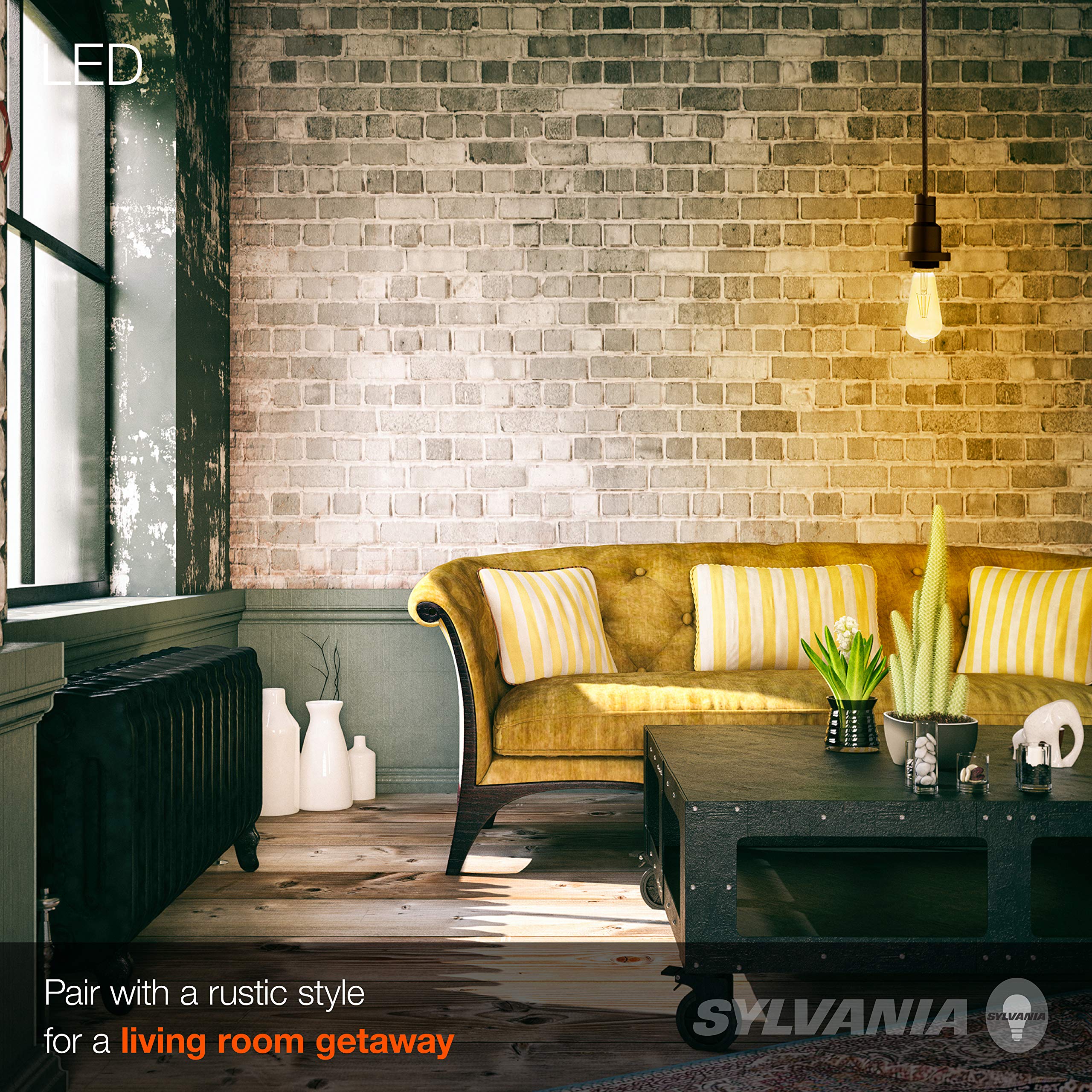 Sylvania LED Vintage ST19 60W Equivalent, Efficient 7W, E26 Medium Base, Dimmable 2175K Amber Glow Light Bulb - 1 Pack (75353) - Image 5