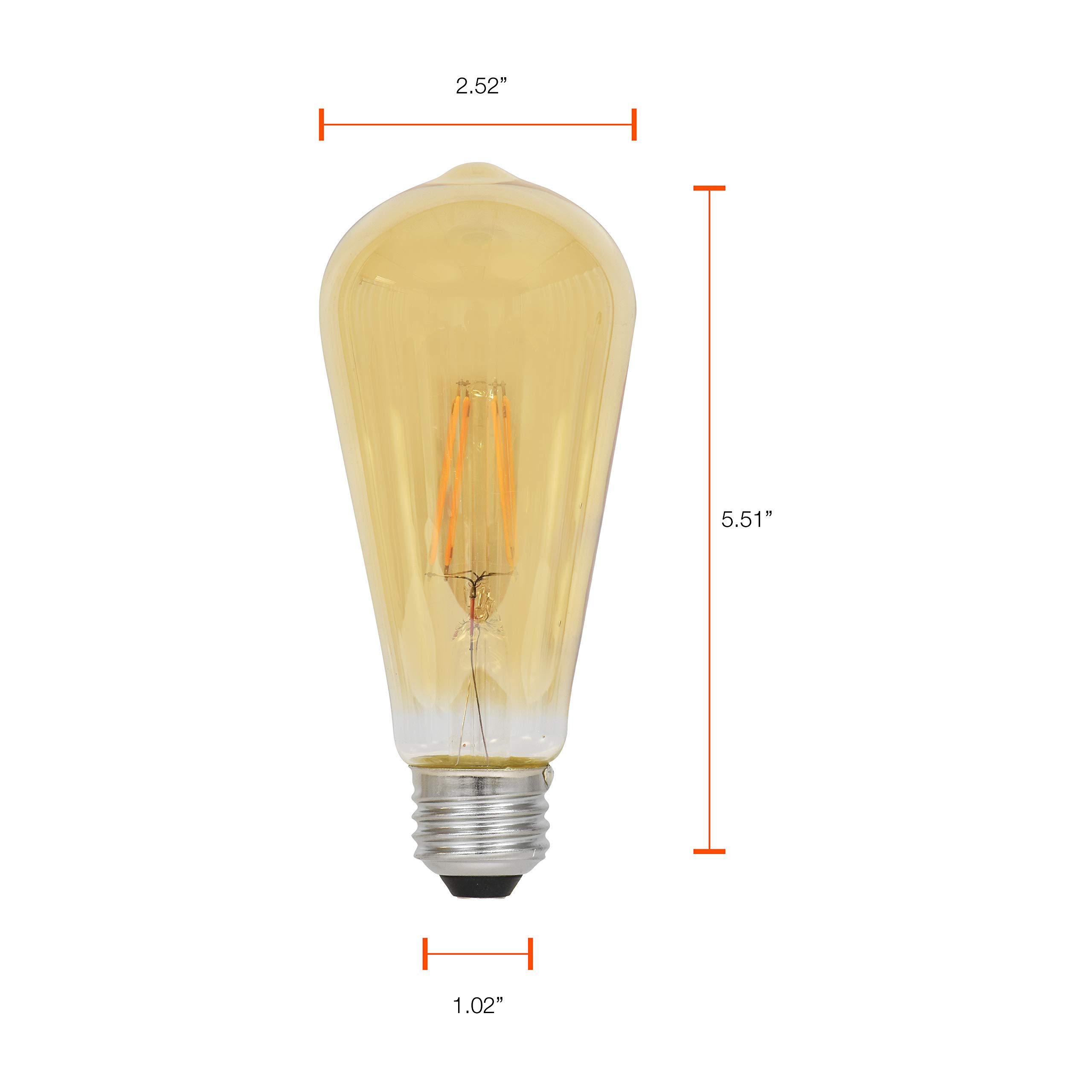 Sylvania LED Vintage ST19 60W Equivalent, Efficient 7W, E26 Medium Base, Dimmable 2175K Amber Glow Light Bulb - 1 Pack (75353) - Image 6