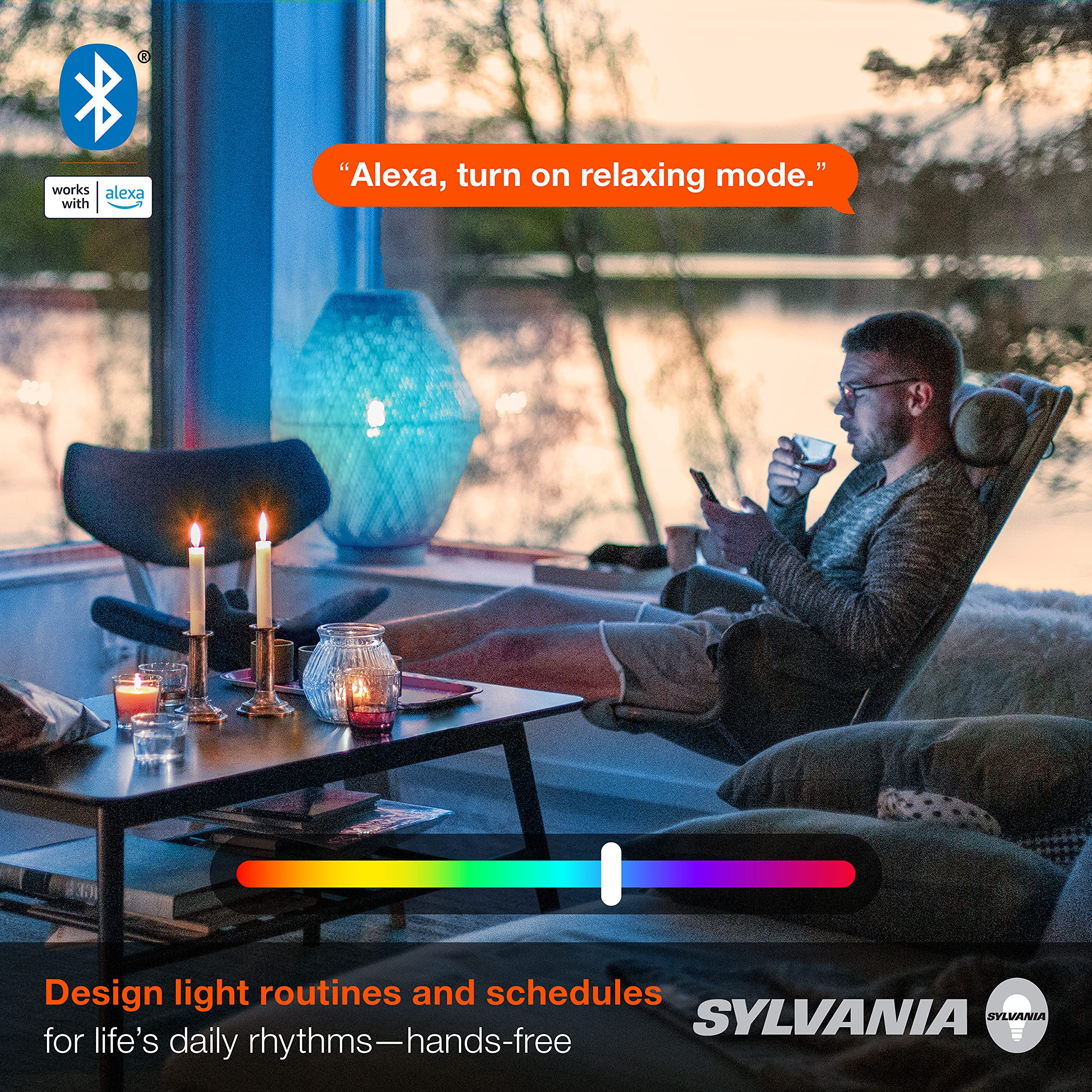 Sylvania Smart+ Bluetooth Mesh 60W Equivalent A19 LED Light Bulb, Full Color and Dimmable White, Compatible with Alexa, 2 Pack - Image 5