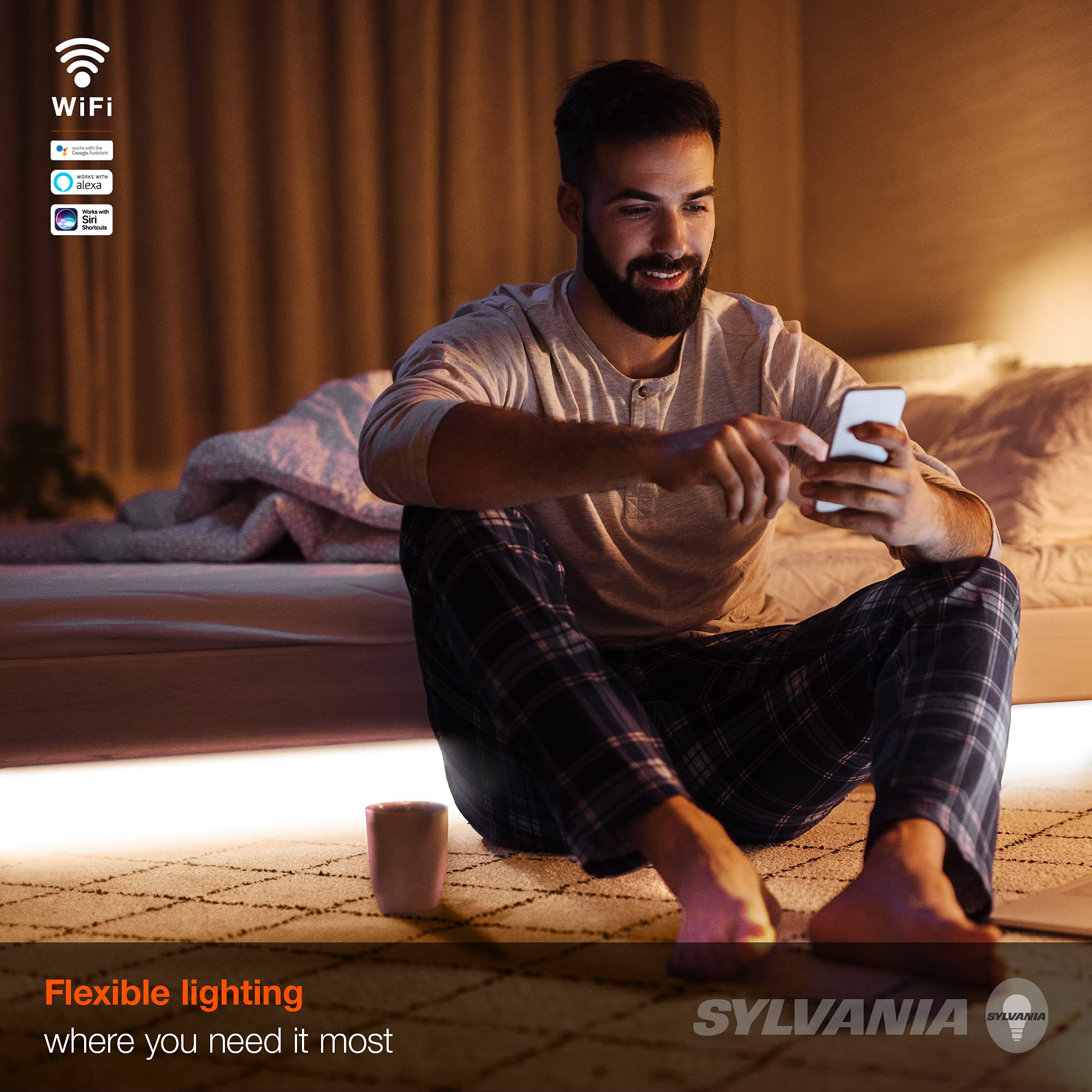 SYLVANIA Smart LED WiFi Full Color Light Strip, 6.5 ft, Dimmable, Compatible with Alexa and Google Home Only - 1 Pack (75704) - Image 8