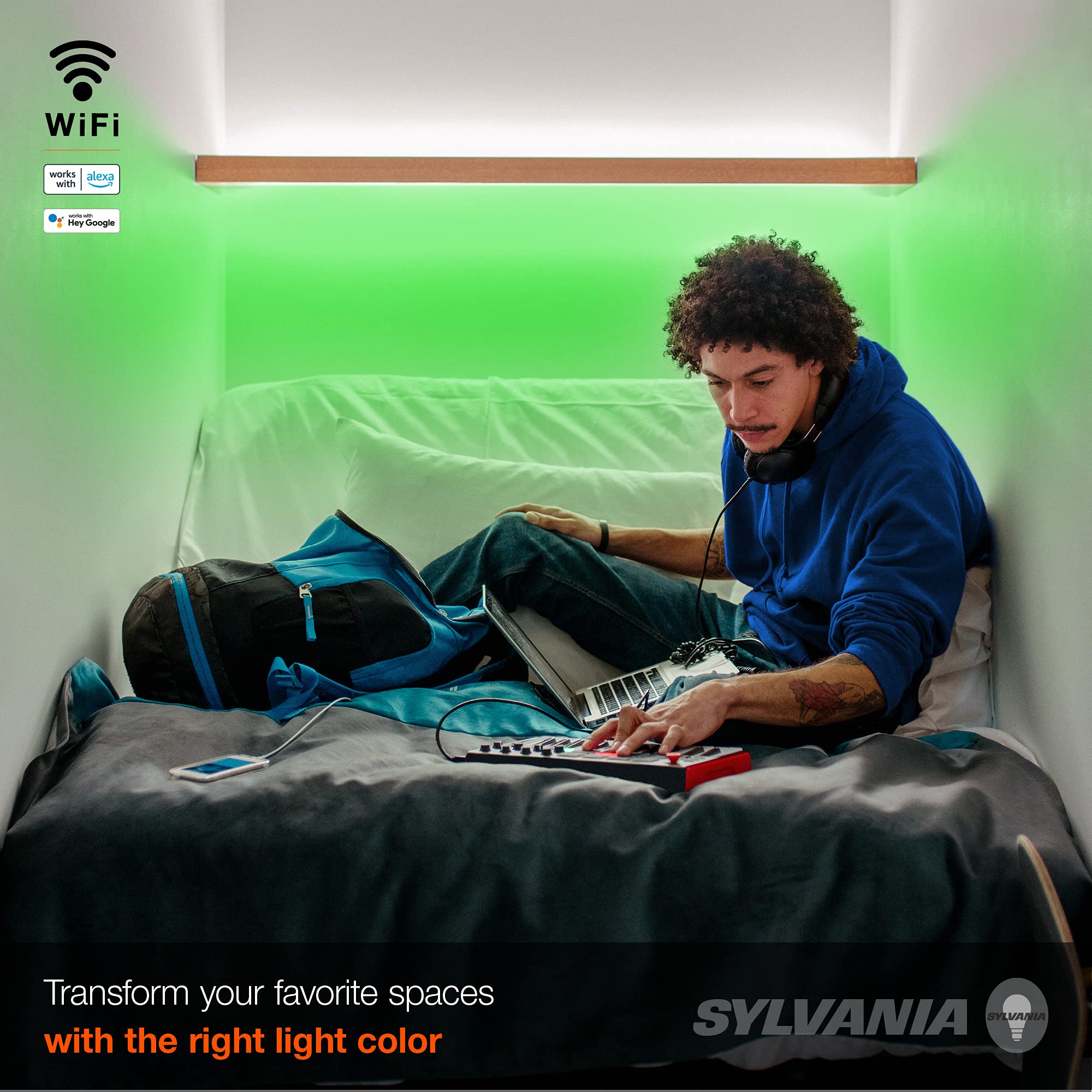 SYLVANIA Smart LED WiFi Full Color Light Strip, 6.5 ft, Dimmable, Compatible with Alexa and Google Home Only - 1 Pack (75704) - Image 9