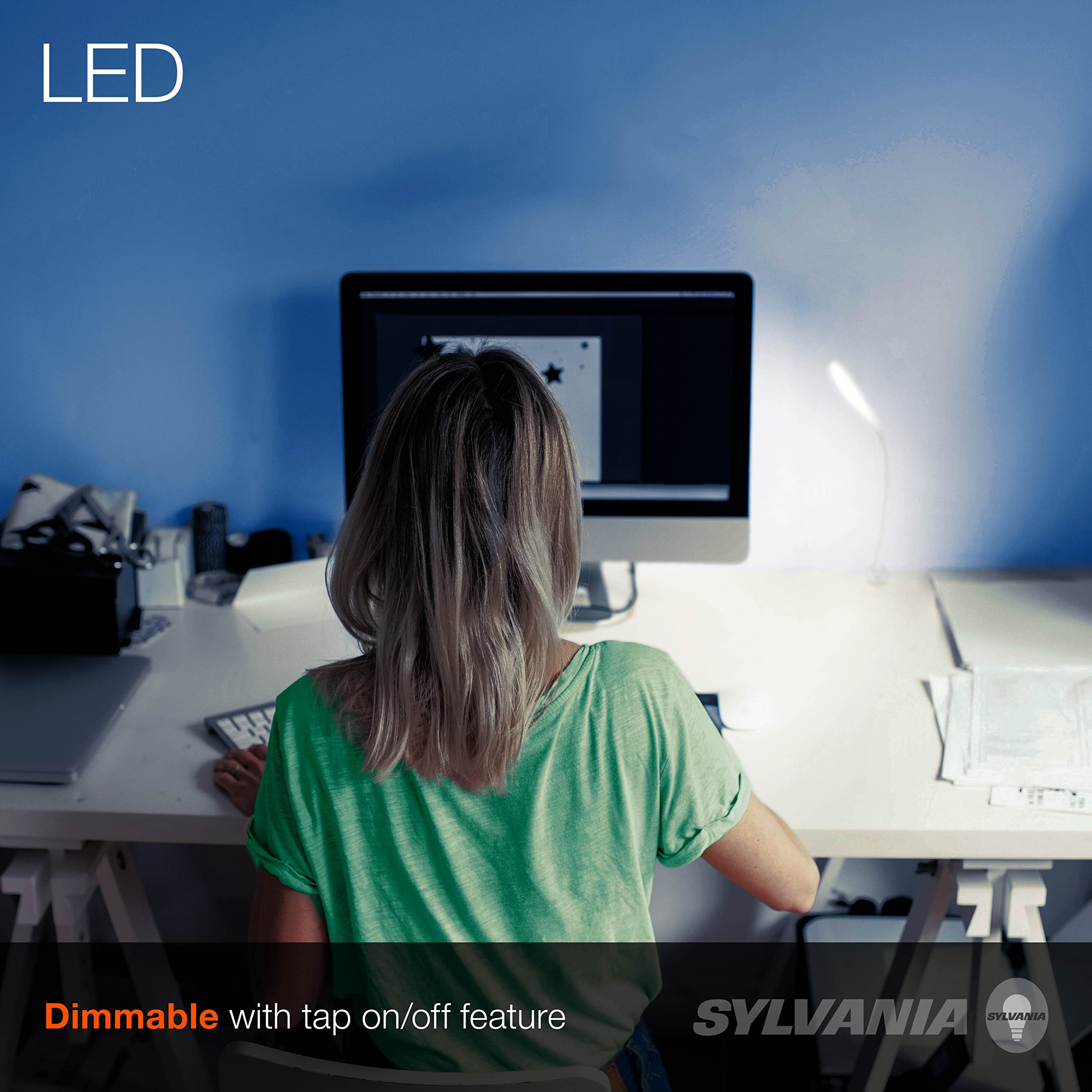 Sylvania USB-Powered Clip-On Portable LED Desk Lamp/Reading Light, Dimmable, Cool White, Tap Turn On/Off, Batteries Included - 1 Pack (64994) - Image 4