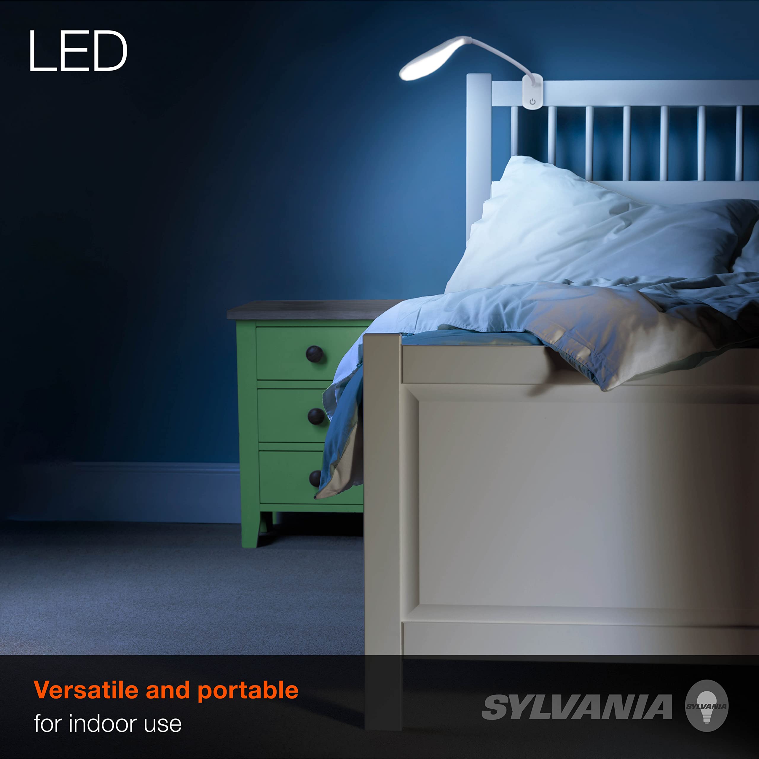 Sylvania USB-Powered Clip-On Portable LED Desk Lamp/Reading Light, Dimmable, Cool White, Tap Turn On/Off, Batteries Included - 1 Pack (64994) - Image 6