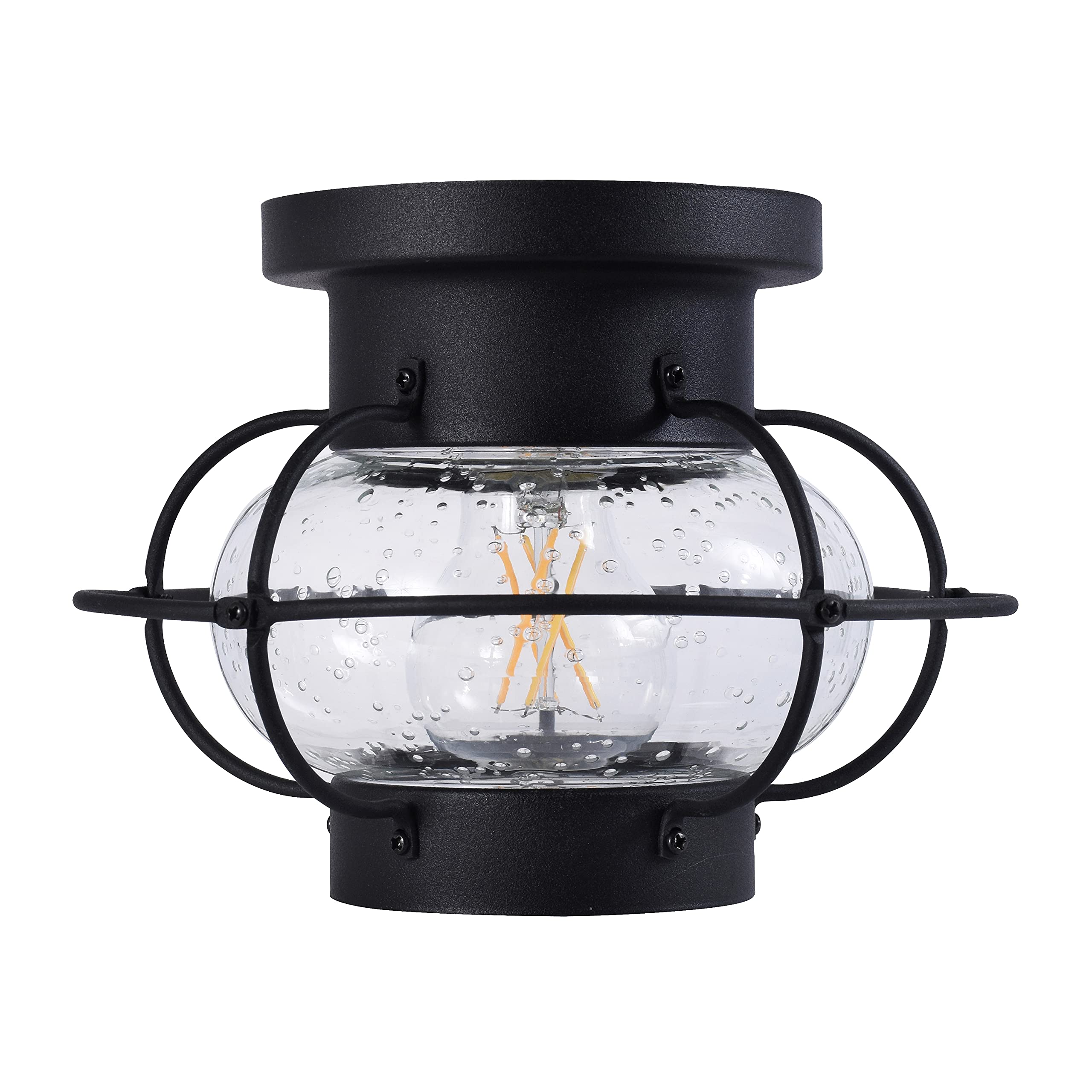 Sylvania Vintage Essex Cage Light Fixture, Semi-Flush Mount with 1 60W LED Dimmable Bulb Included, Dimmable (75515), Antique Black - Image 3