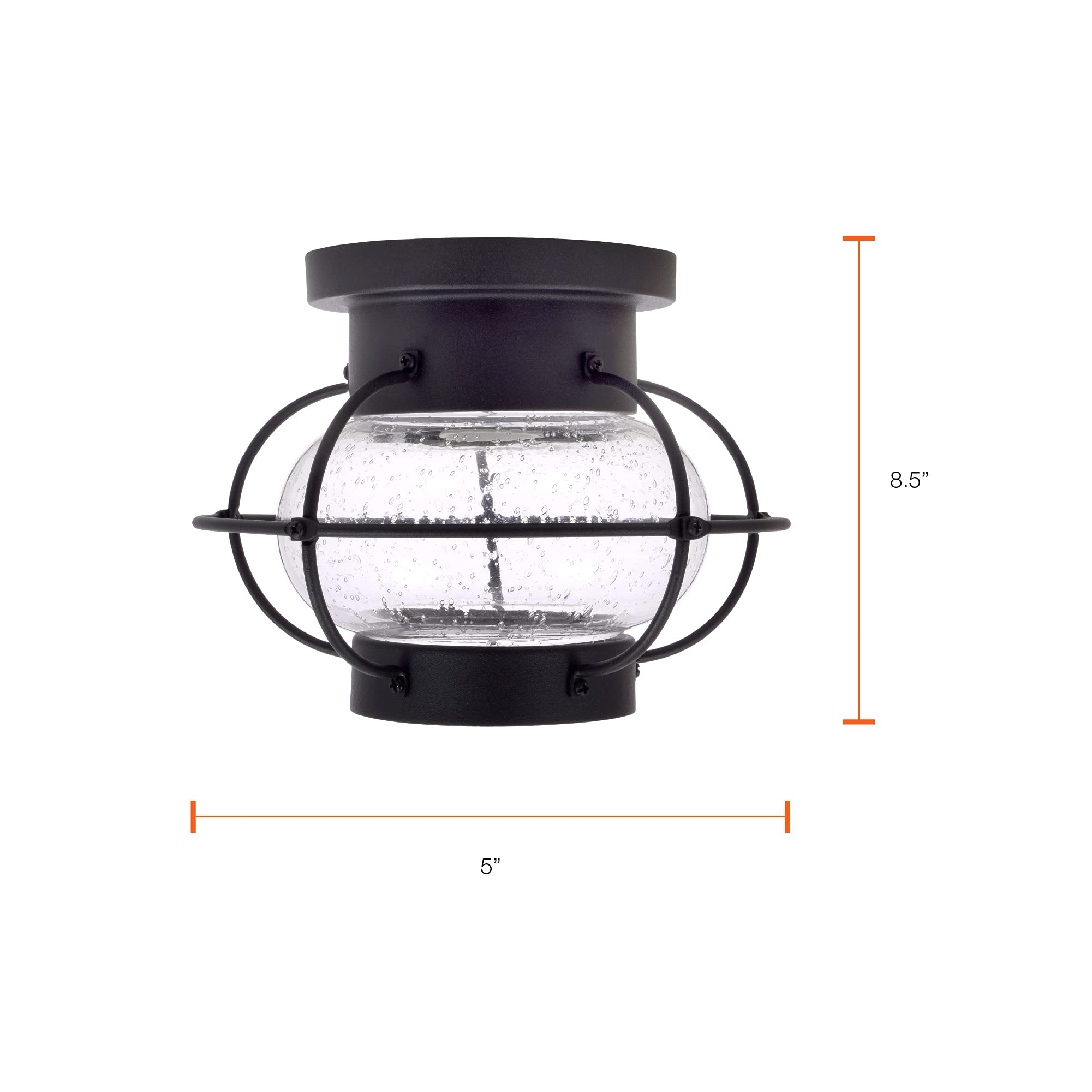 Sylvania Vintage Essex Cage Light Fixture, Semi-Flush Mount with 1 60W LED Dimmable Bulb Included, Dimmable (75515), Antique Black - Image 6