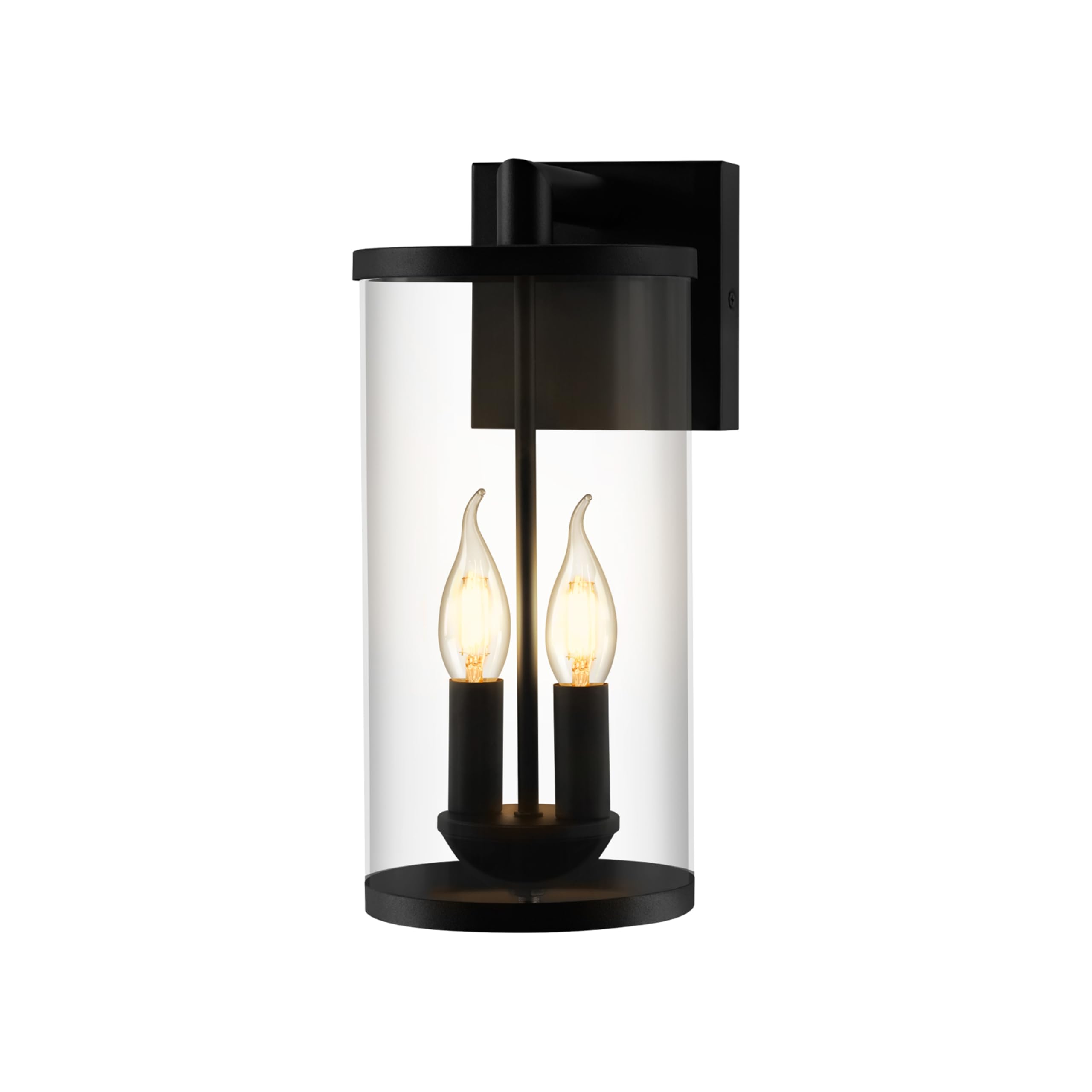 Sylvania Wall Mount Lantern 2-Bulb Light Fixture, Indoor/Outdoor, Black Steel and Clear Glass Sconce for Patios/Entryways/Walkways/Garages, Wet Rated, Bulbs Sold Separately - 1 Pack (67262) - Image 11