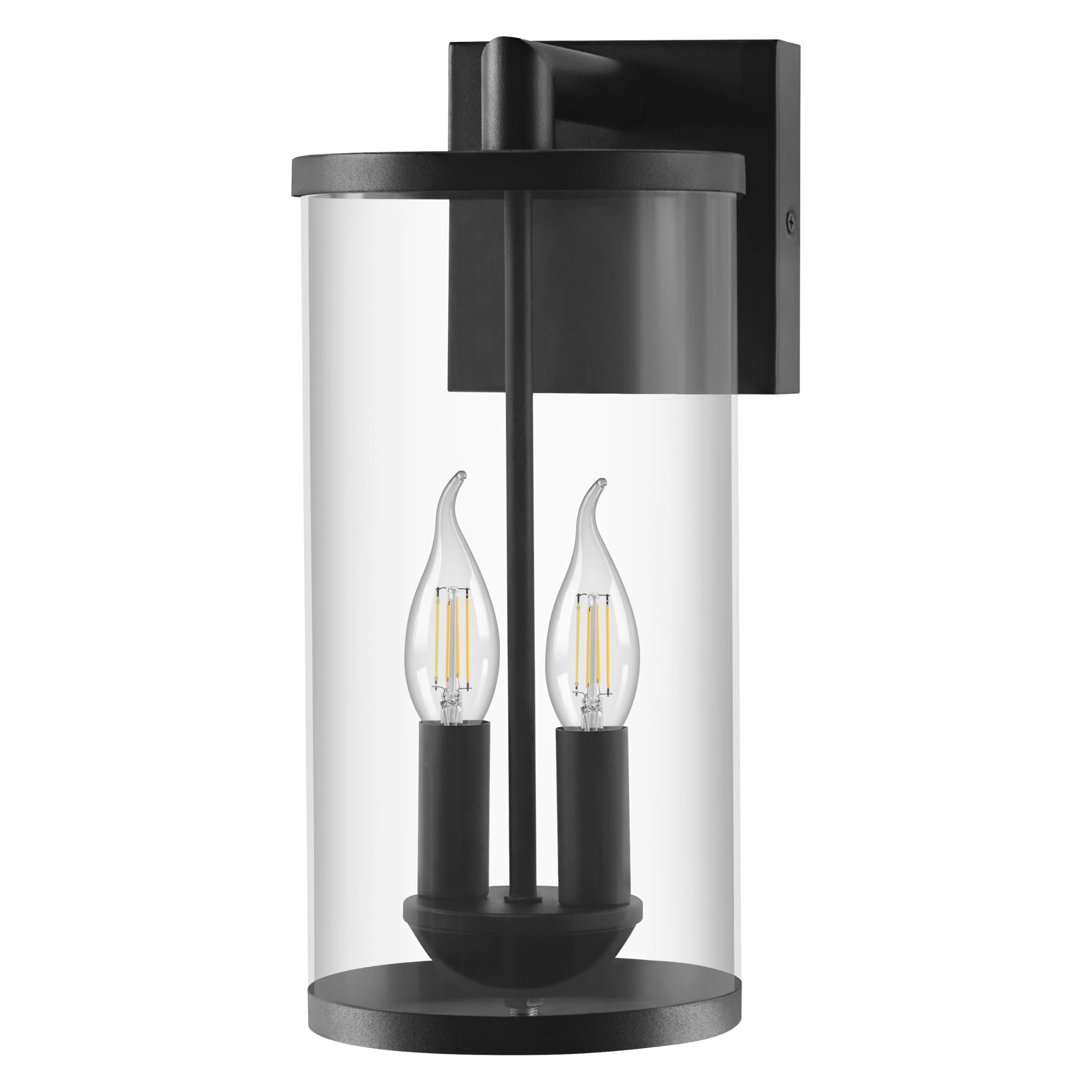 Sylvania Wall Mount Lantern 2-Bulb Light Fixture, Indoor/Outdoor, Black Steel and Clear Glass Sconce for Patios/Entryways/Walkways/Garages, Wet Rated, Bulbs Sold Separately - 1 Pack (67262) - Image 3