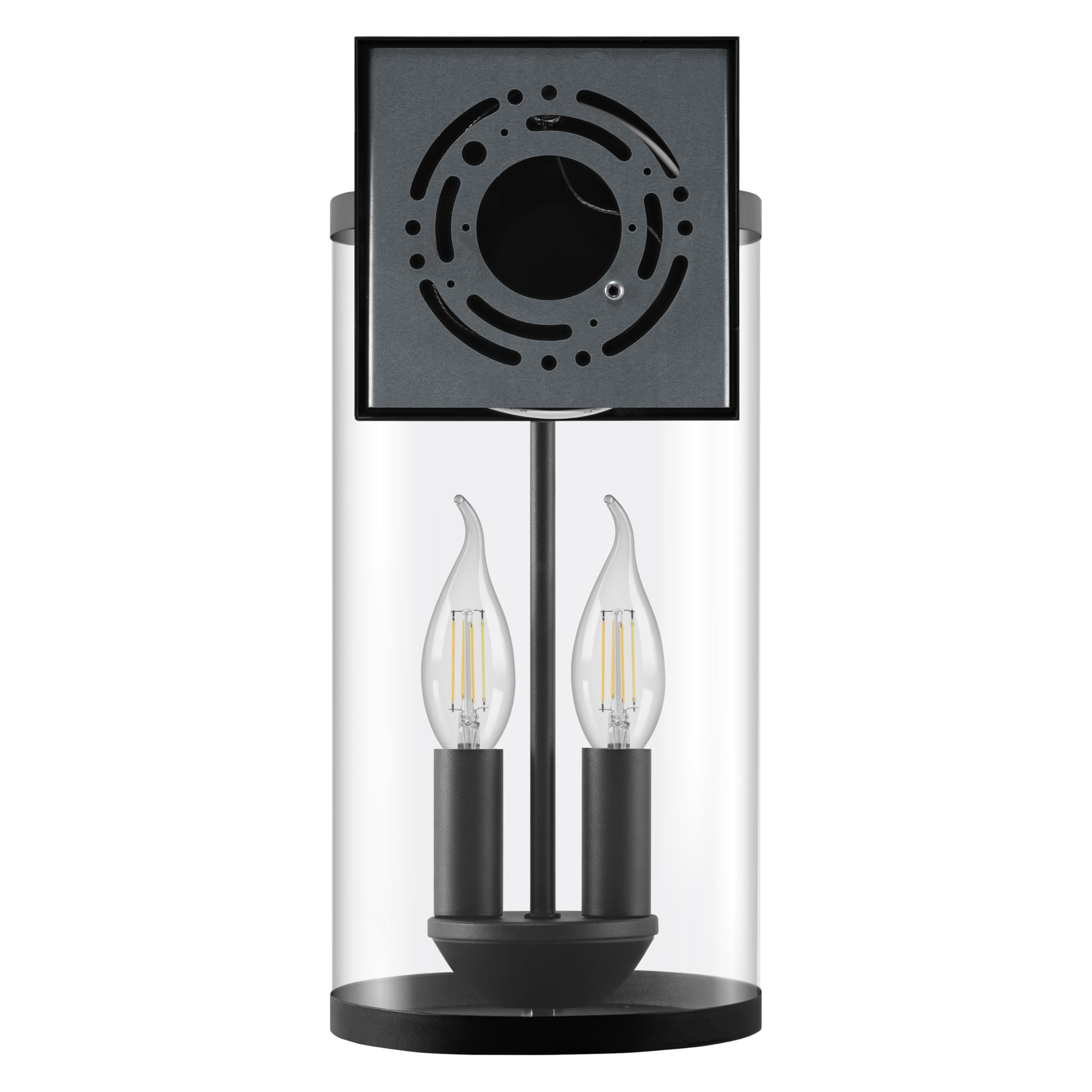 Sylvania Wall Mount Lantern 2-Bulb Light Fixture, Indoor/Outdoor, Black Steel and Clear Glass Sconce for Patios/Entryways/Walkways/Garages, Wet Rated, Bulbs Sold Separately - 1 Pack (67262) - Image 4