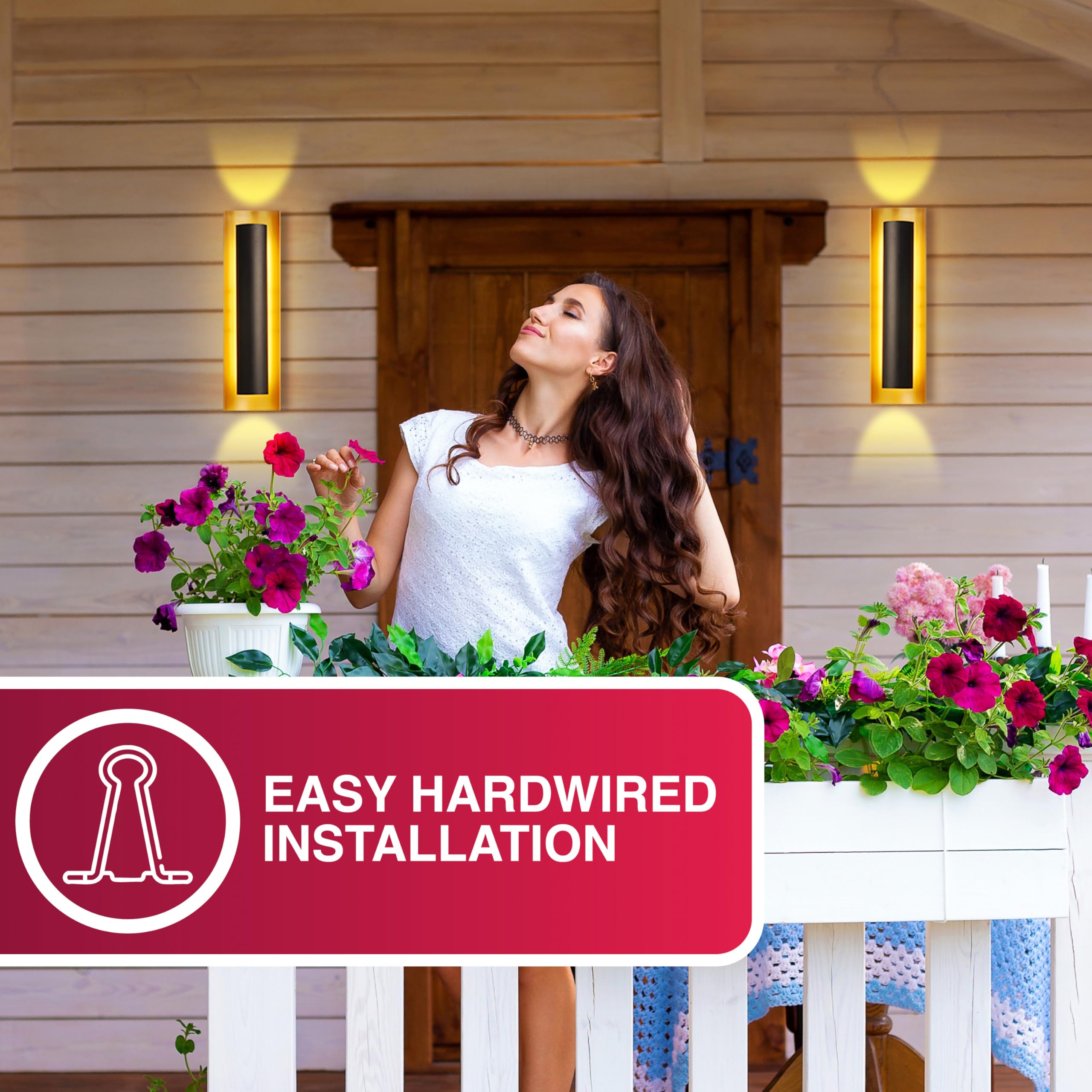 Sylvania Wall Mount Lantern LED Light Fixture, Indoor/Outdoor Use, Wet-Rated, with Integrated Dimmable LED, Black and Gold Finish, 3000K, Warm White - 1 Pack (67263) - Image 6