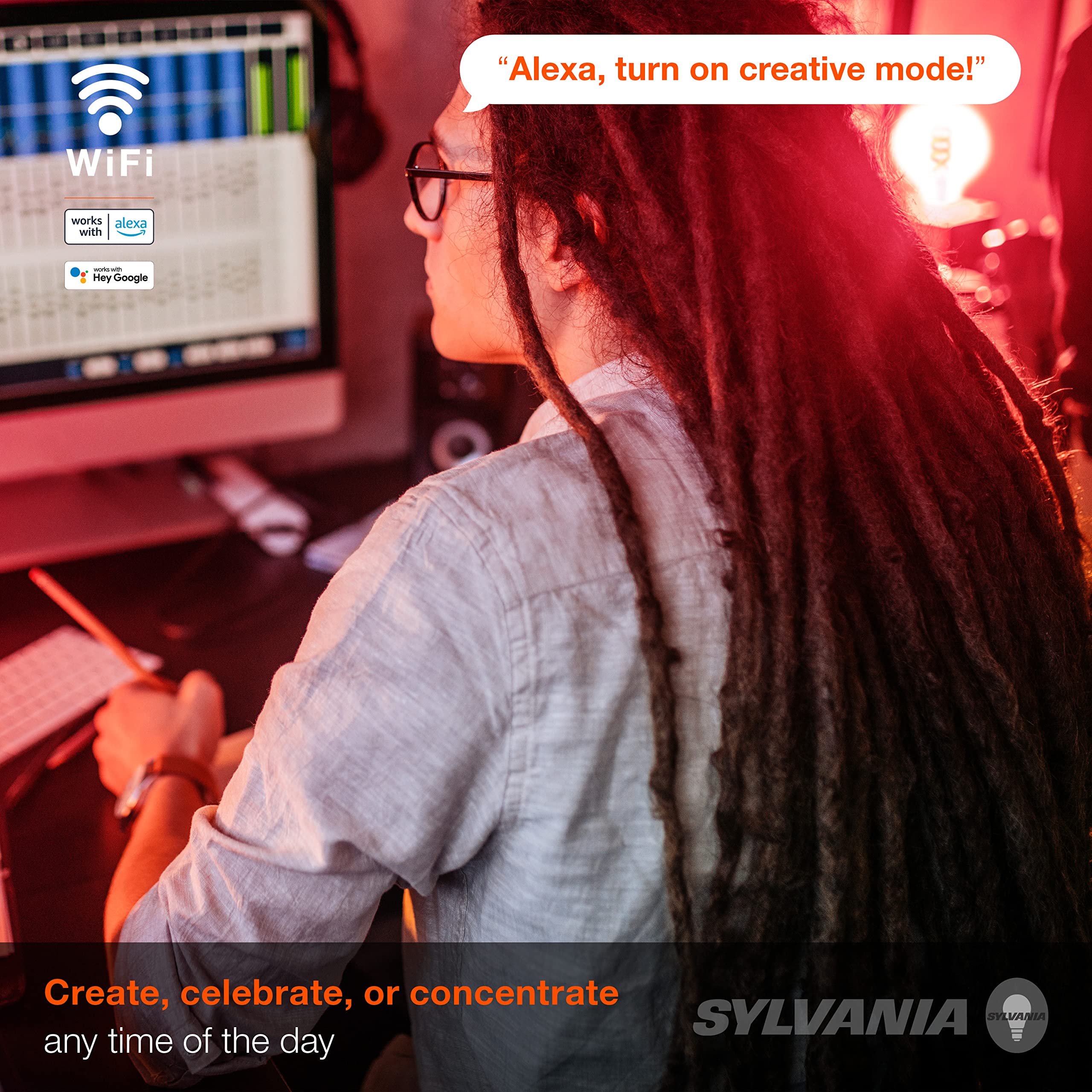 Sylvania WiFi LED Smart G25 RGBW Color and Amber Finish Filament Light Bulb, 7W Efficient, for Alexa/Google Assistant, 2000K, No Hub Required, Clear - 1 Pack (75808) - Image 5