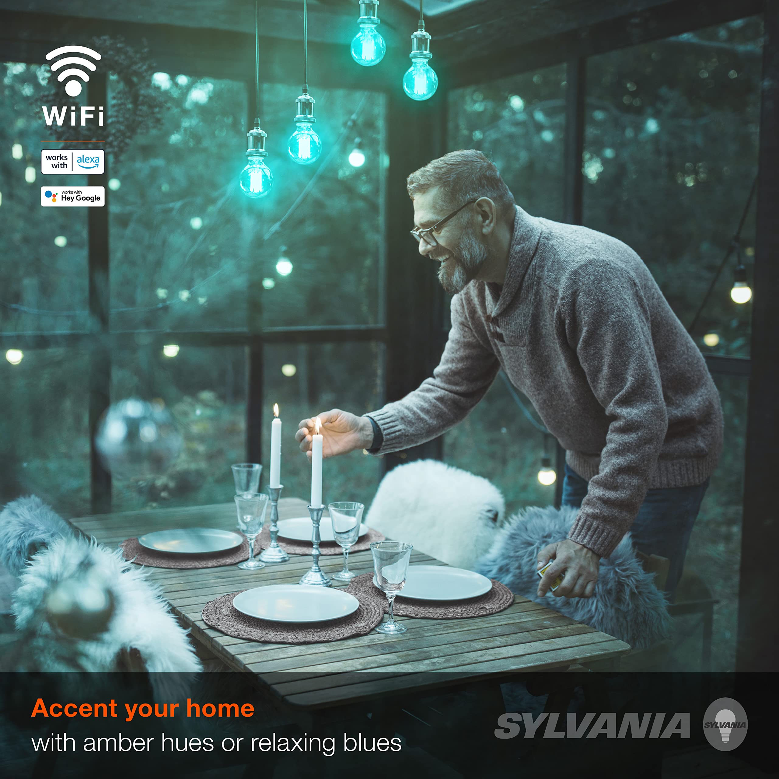 Sylvania WiFi LED Smart G25 RGBW Color and Amber Finish Filament Light Bulb, 7W Efficient, for Alexa/Google Assistant, 2000K, No Hub Required, Clear - 1 Pack (75808) - Image 6